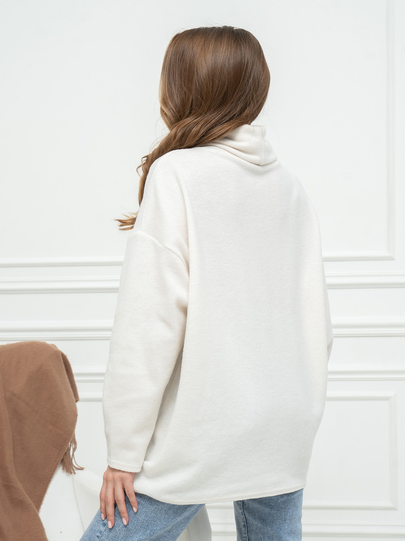 Светр ISSA Plus модель 14411_молочный Фото