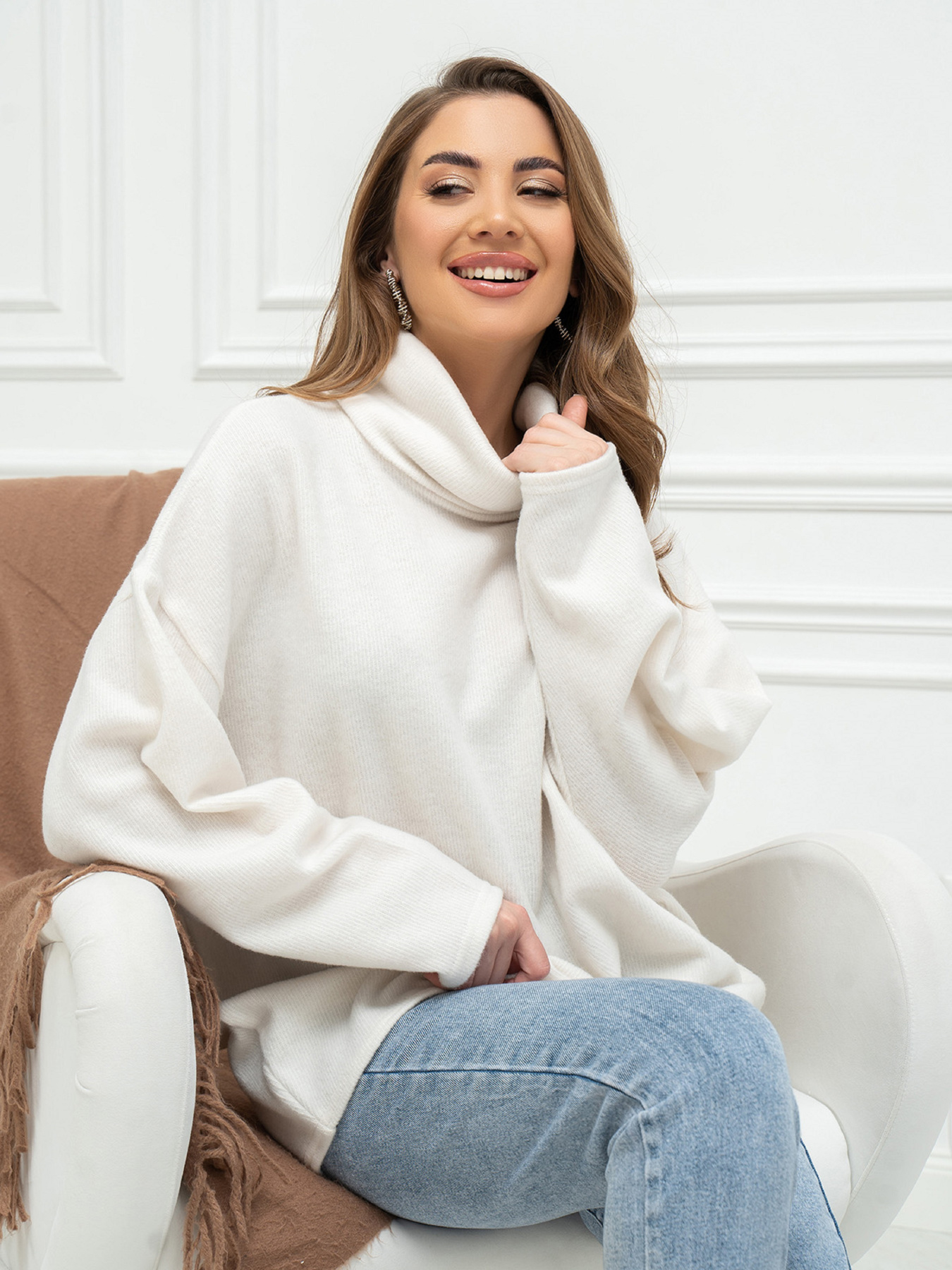 Свитер ISSA Plus модель 14411_молочный Фото