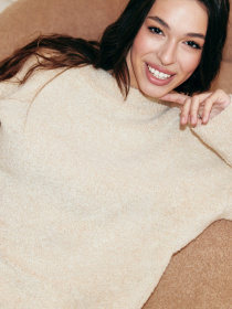 Молочный свитер из шерсти премиум качества модель 45003 Фото