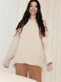 Молочный свитер из шерсти премиум качества модель 45003 Фото