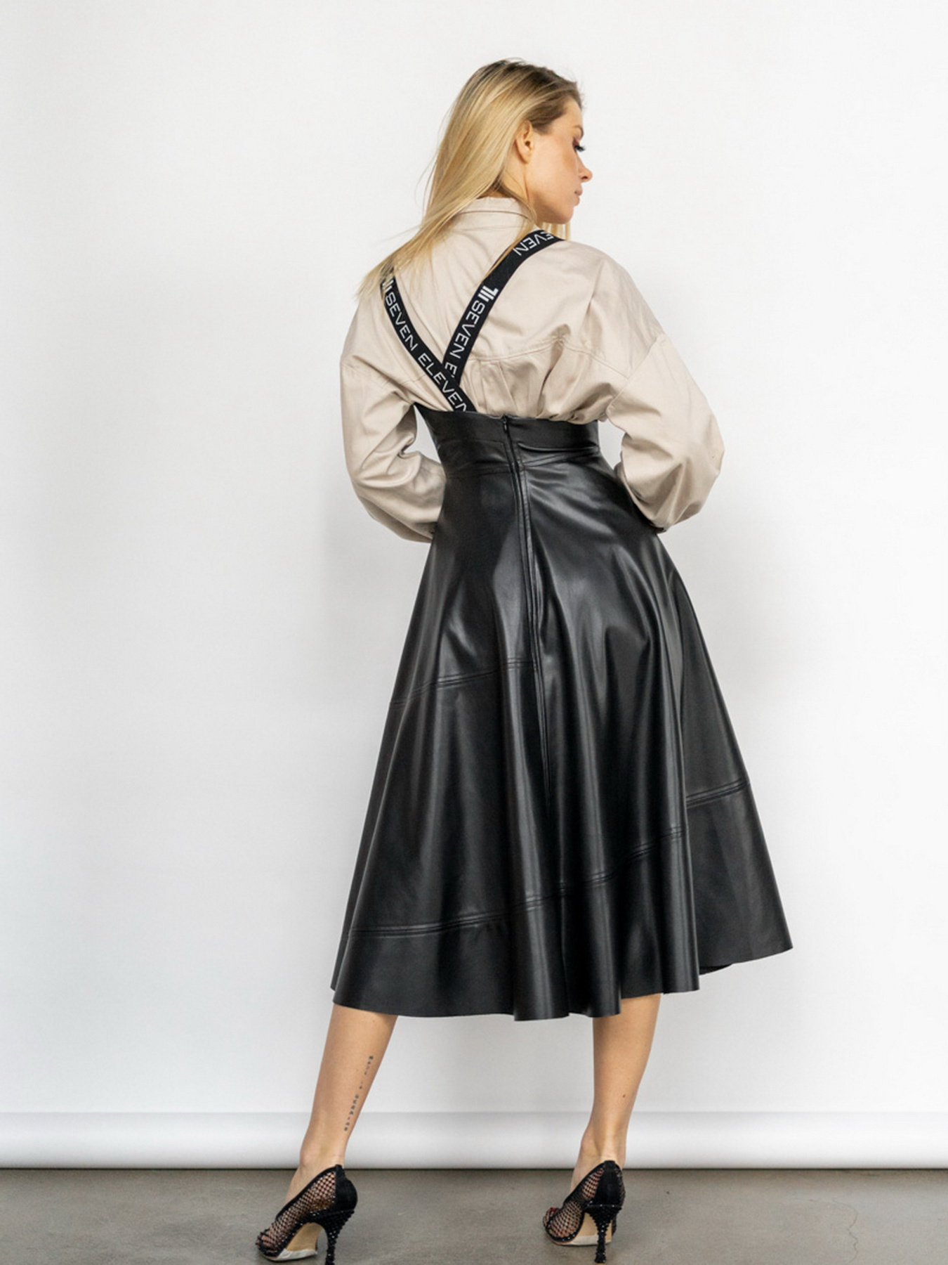 Спідниця міді 7/11 Seven Eleven модель SE16SkrtBrcMdLthrB Фото