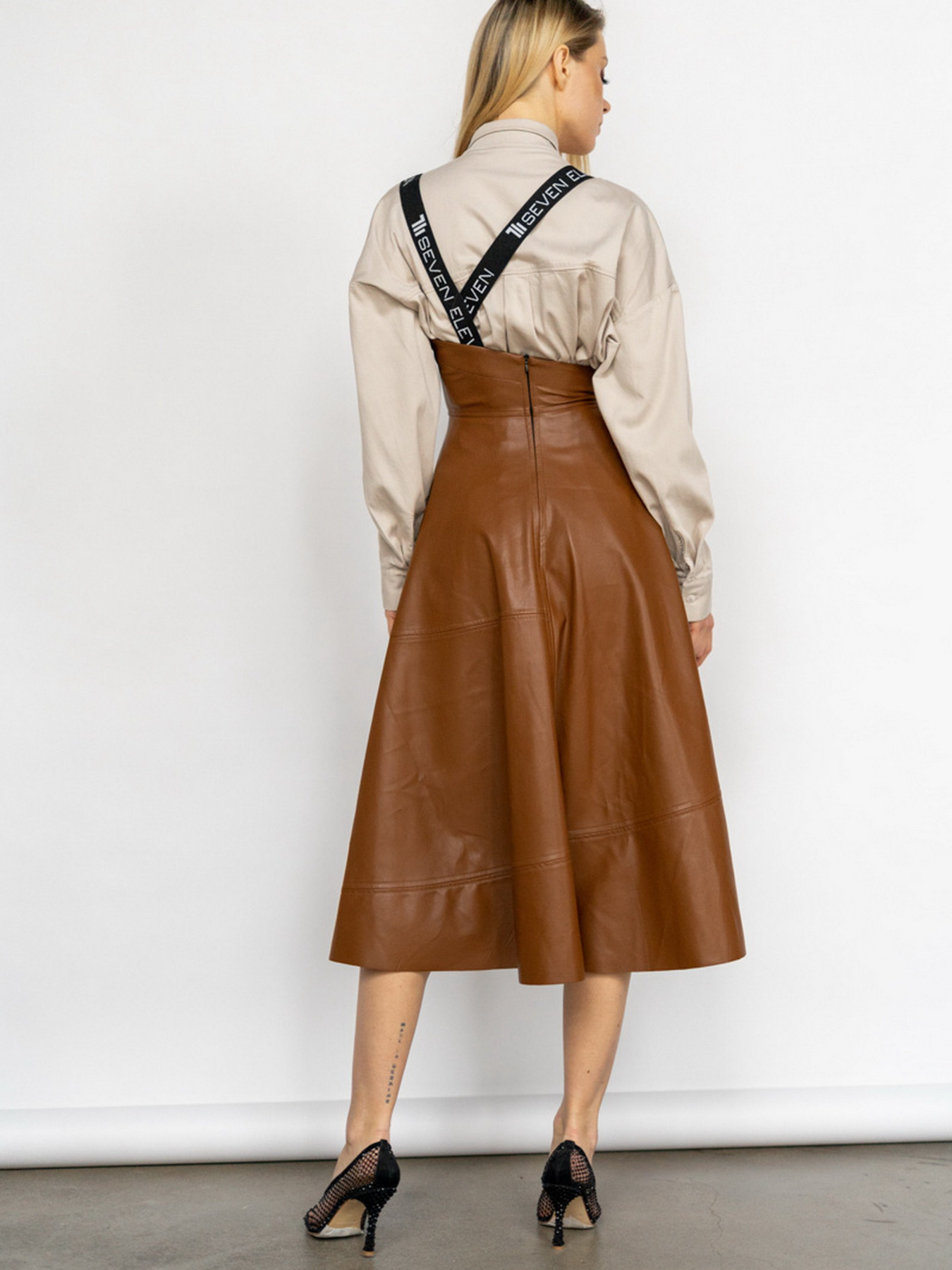 Юбка миди 7/11 Seven Eleven модель SE16SkrtBrcMdLthrBr Фото