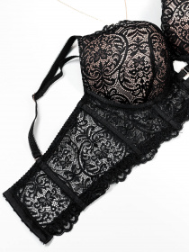 Бюстгальтер ISSA Plus модель BL2-724_черный_бежевый Фото