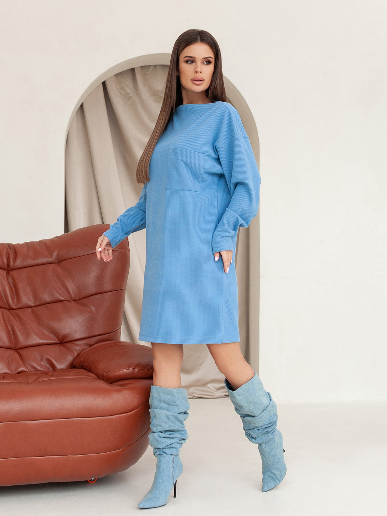 Сукня міні ISSA Plus модель 14428_голубой Фото