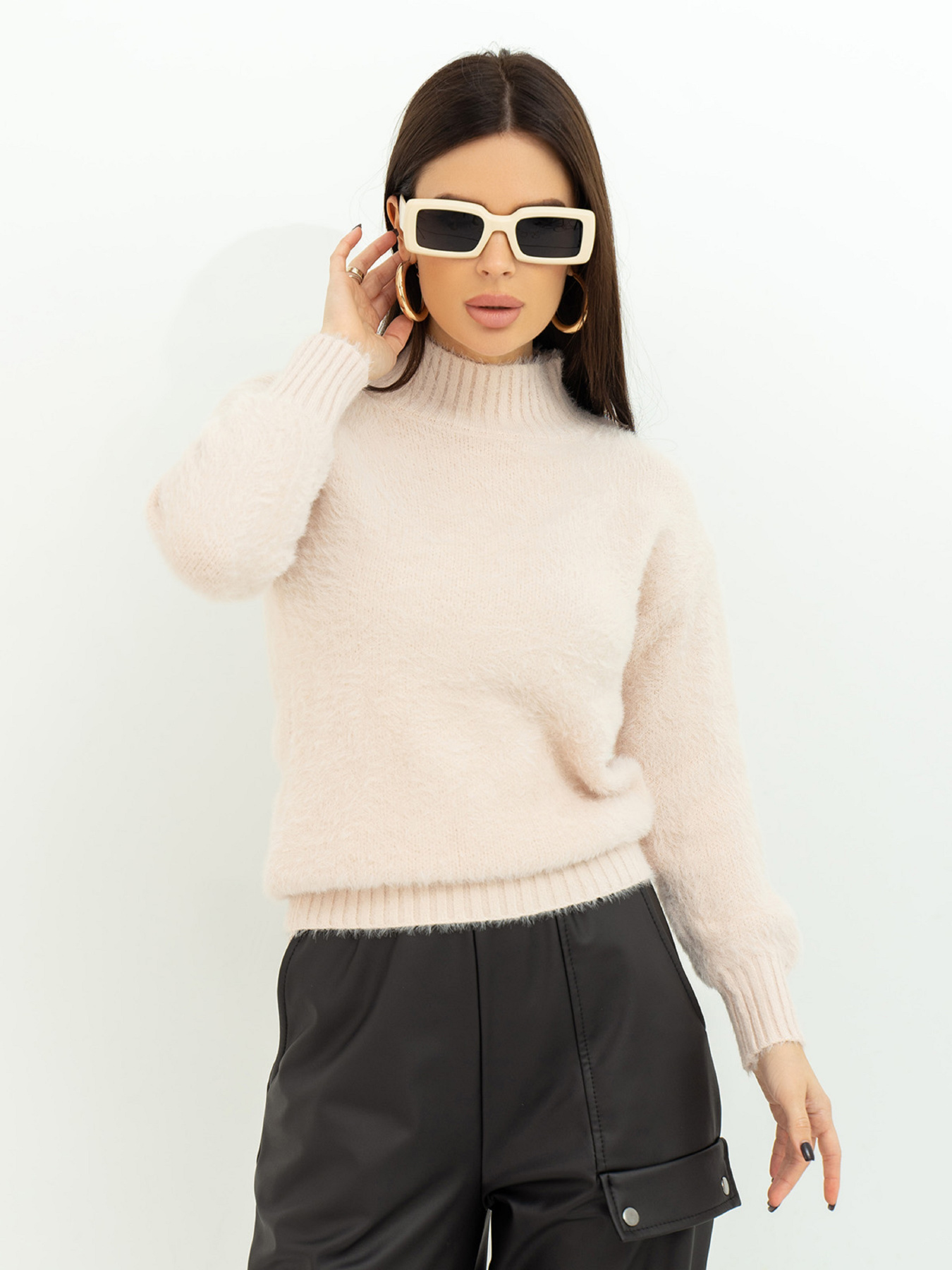 Светр ISSA Plus модель WN20-376_молочный Фото