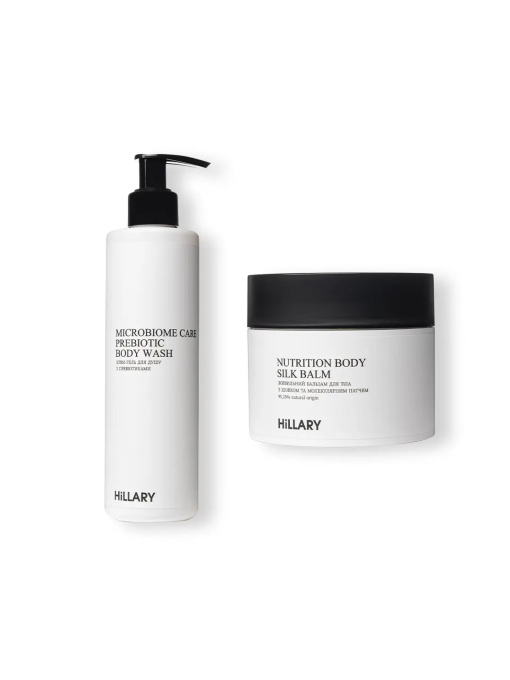 Живильний бальзам для тіла з шовком + Крем-гель для душу з пребіотиками Hillary модель K-11-661 Фото