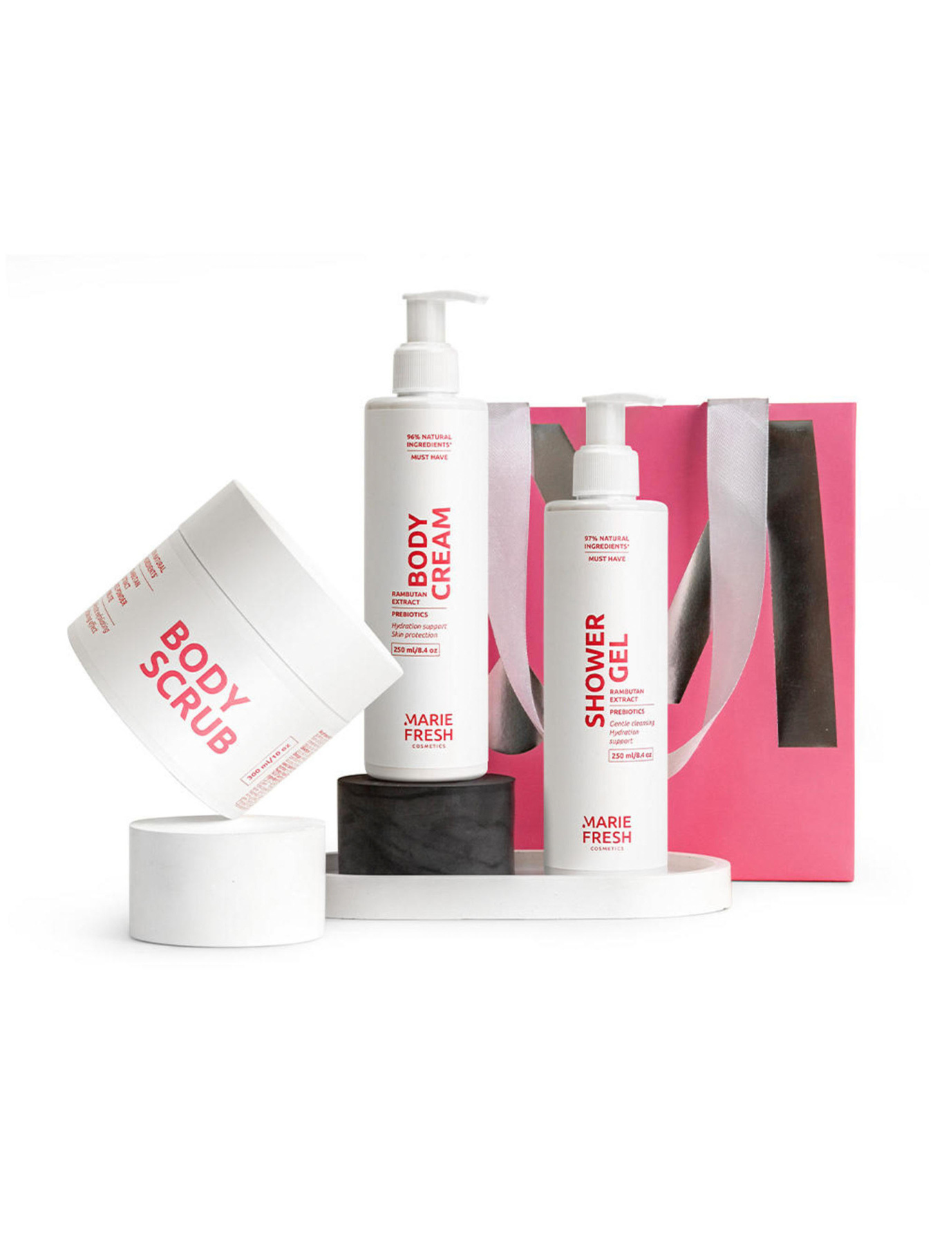 Подарочный набор для тела ALL YOUR BODY NEEDS Гель для душа, скраб для тела и крем для тела MARIE FRESH Cosmetics модель aybn-3-4 Фото