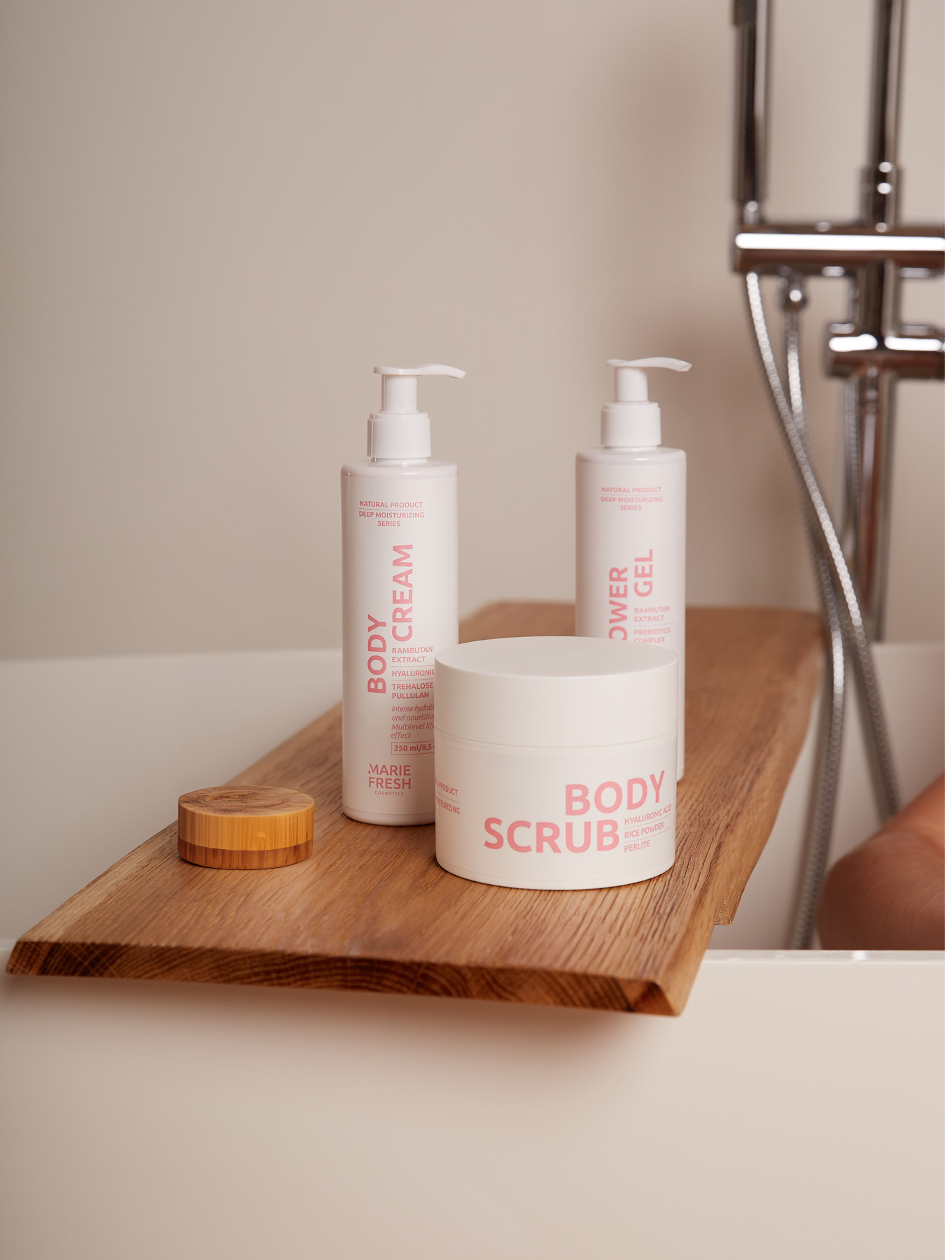 Подарочный набор для тела ALL YOUR BODY NEEDS Гель для душа, скраб для тела и крем для тела MARIE FRESH Cosmetics модель aybn-3-4 Фото