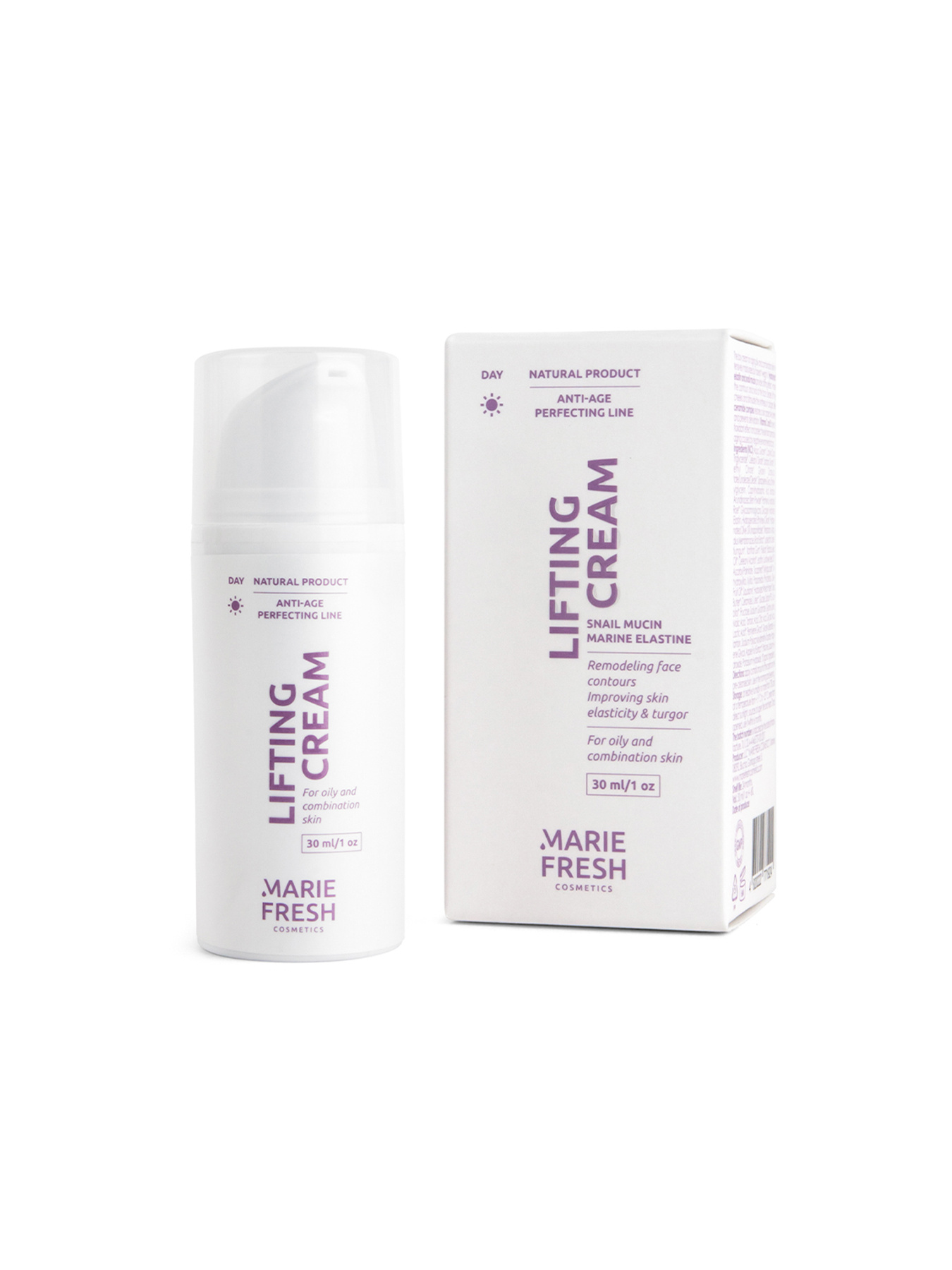 Денний крем ліфтинг з муцином равлика для зрілої жирної та комбінованої шкіри MARIE FRESH Cosmetics модель dlos-1-30 Фото