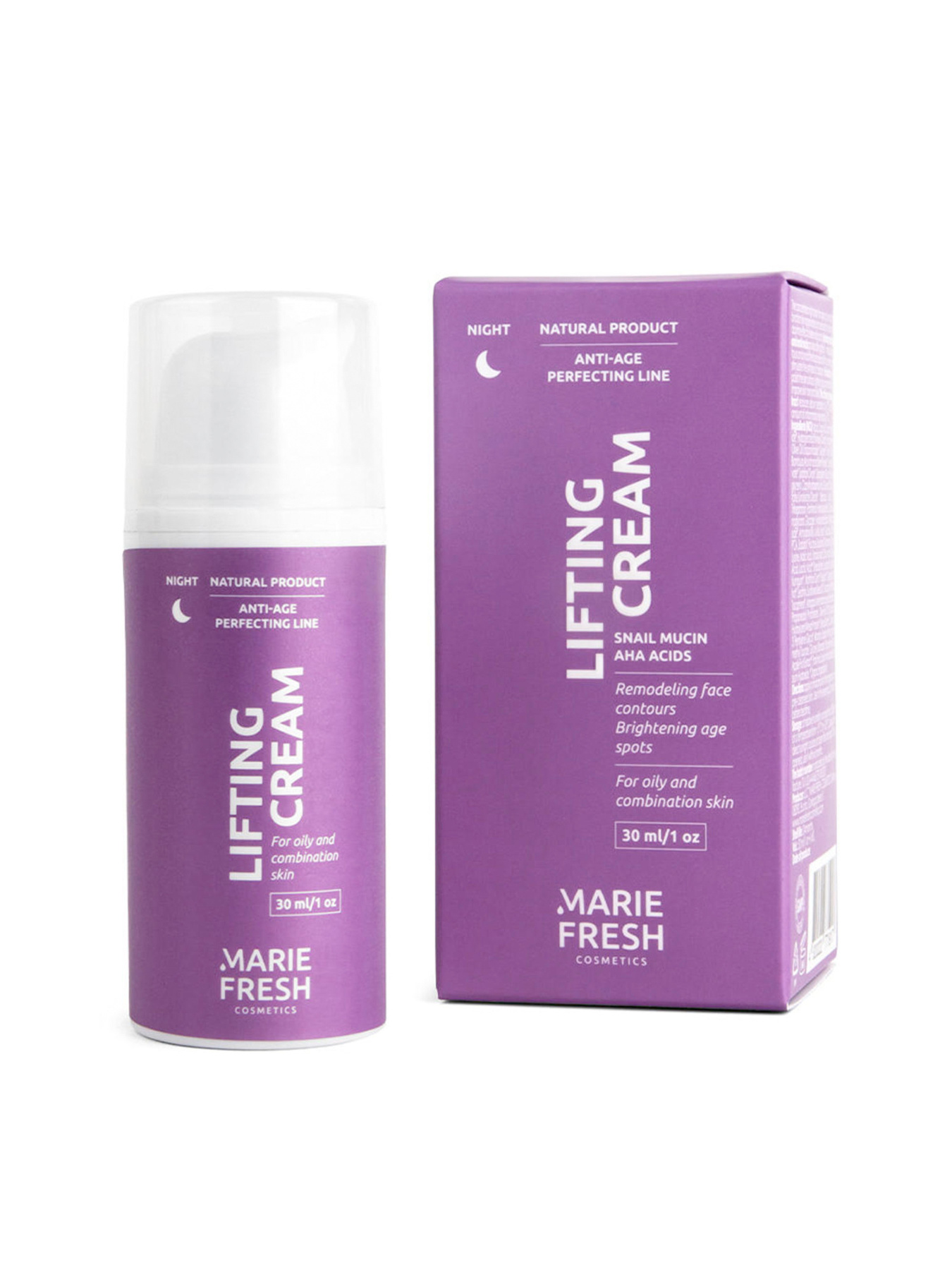 Ночной крем лифтинг с муцином улитки для зрелой жирной и комбинированной кожи MARIE FRESH Cosmetics модель nlos-1-30 Фото