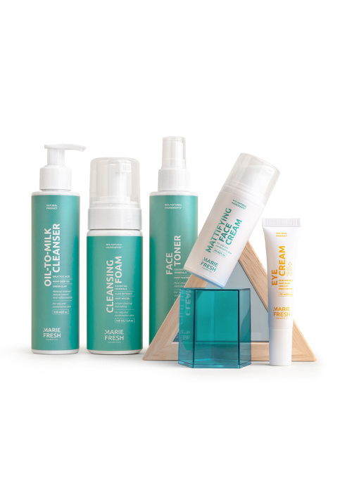 Комплексный уход за молодой жирной и комбинированной кожей с пенкой MARIE FRESH Cosmetics модель yoss-f-2-5-3 Фото