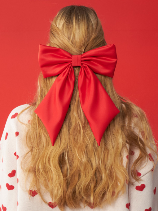 Заколка красный сатиновый бант Gepur модель 46103 Фото