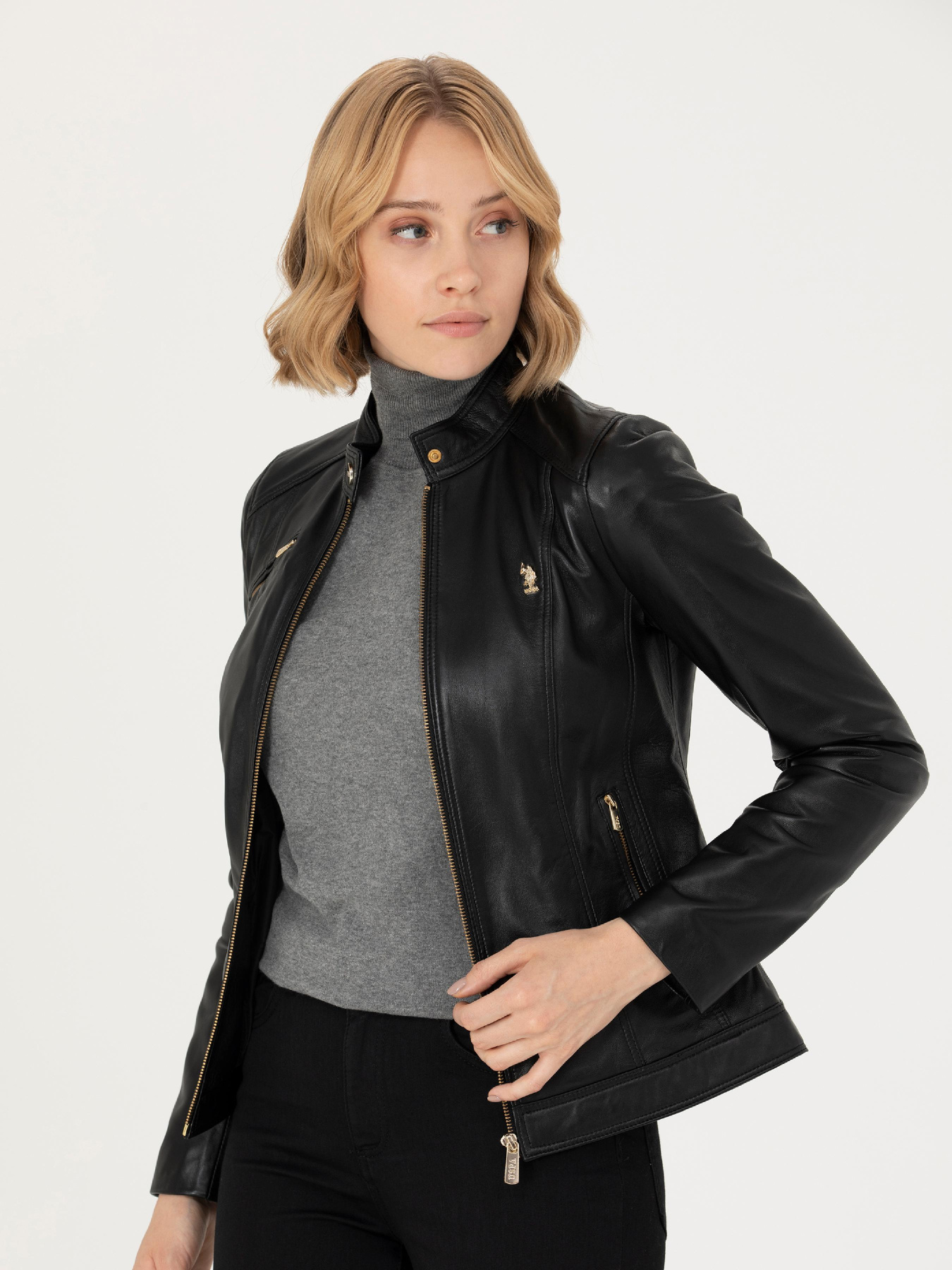 Куртка кожаная US Polo модель G082SZ035.000.WK23002.001 Фото