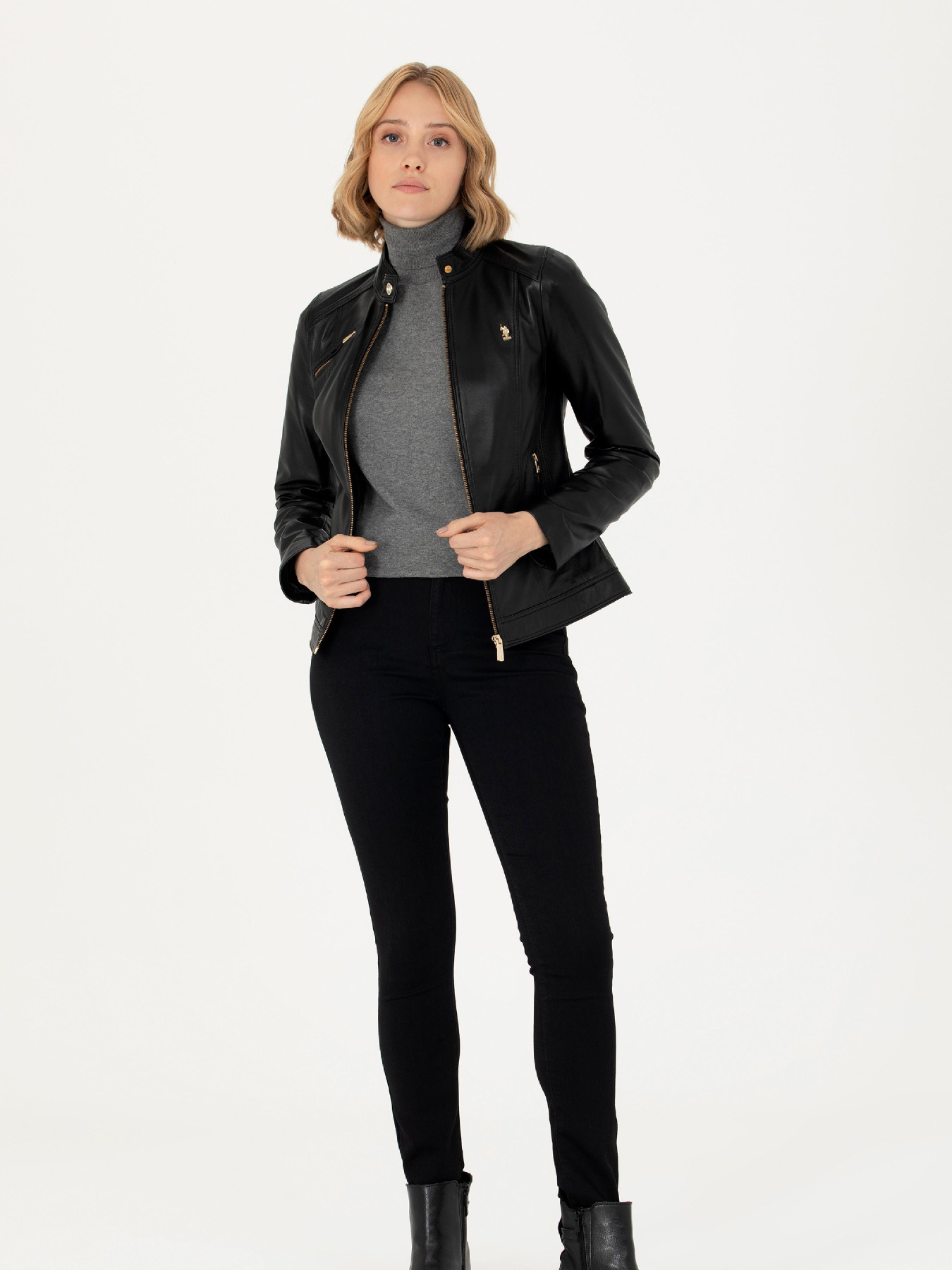 Шкіряна куртка US Polo модель G082SZ035.000.WK23002.001 Шкіряна куртка US Polo модель G082SZ035.000.WK23002.001 Фото