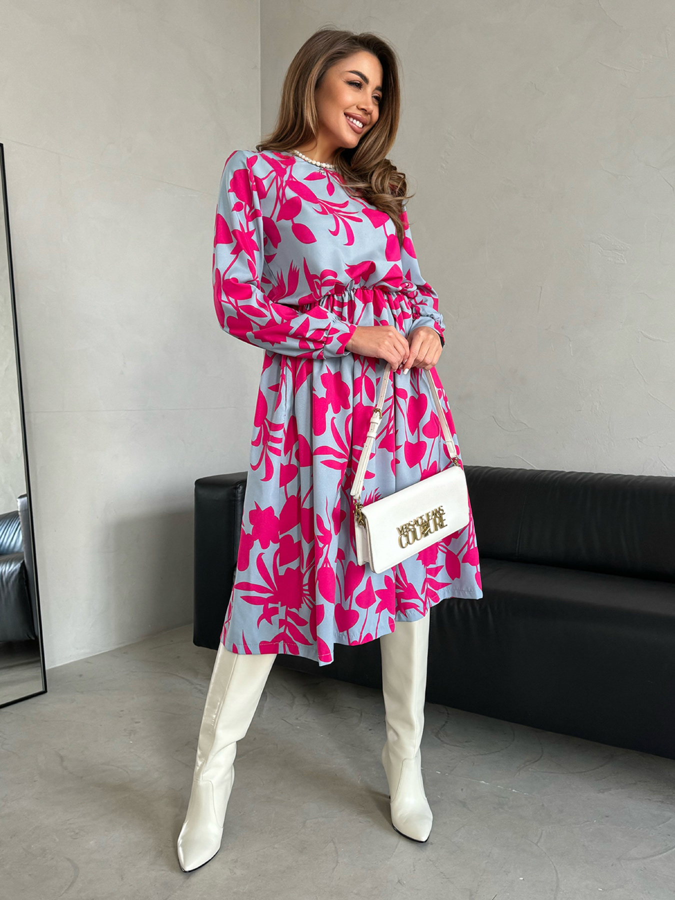 Платье миди ISSA Plus модель 14464_серый Платье миди ISSA Plus модель 14464_серый Фото