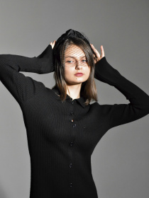 Обруч для волос MyScarf чёрный one size атлас з узлом вверху та сеткою MyScarf модель mp19616113 Фото