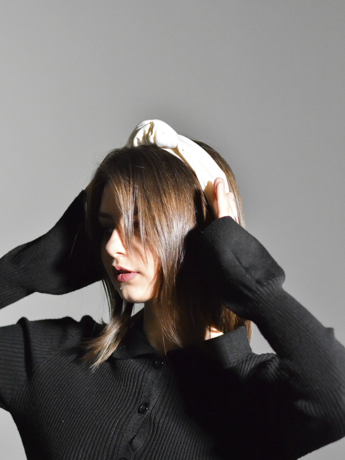 Обруч для волосся MyScarf білий one size атлас з вузлом вгорі MyScarf модель mp19616114 Фото