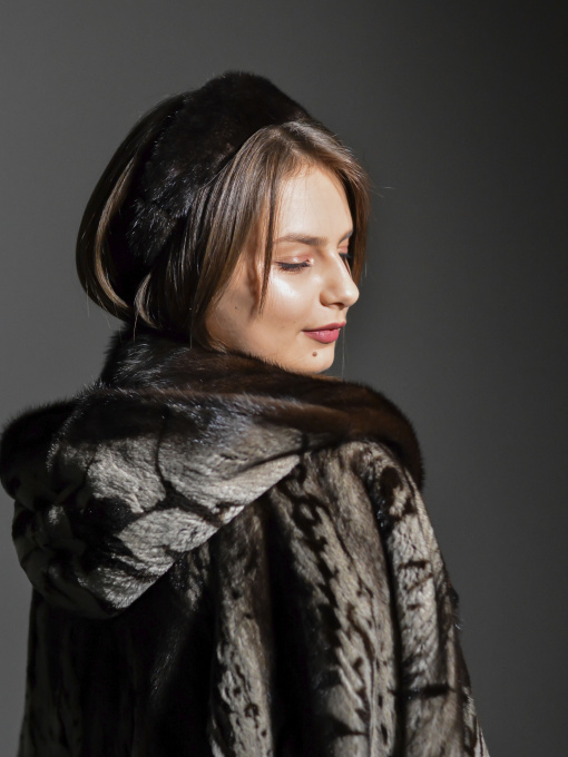 Обруч для волос MyScarf меховый one size цвет шоколадный, натуральная норка MyScarf модель mp19616115 Фото