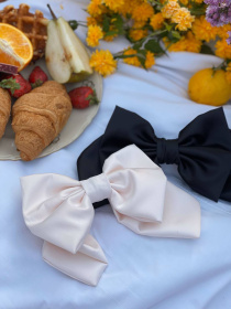 Білий великий бант, модний та стильний аксесуар шпилька для волосся MyScarf модель ba_0470 Фото