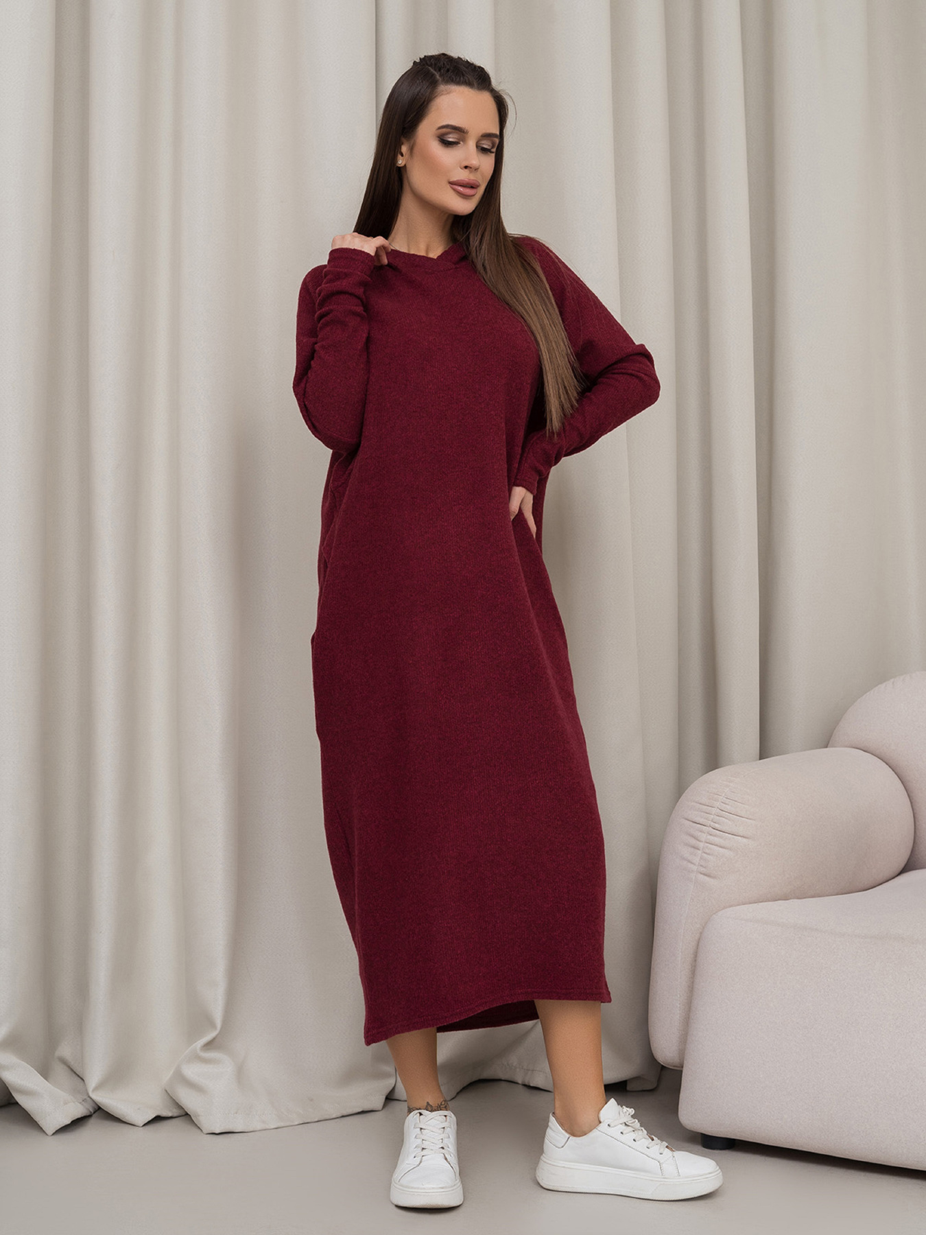 Платье миди ISSA Plus модель 14366_бордовый Фото