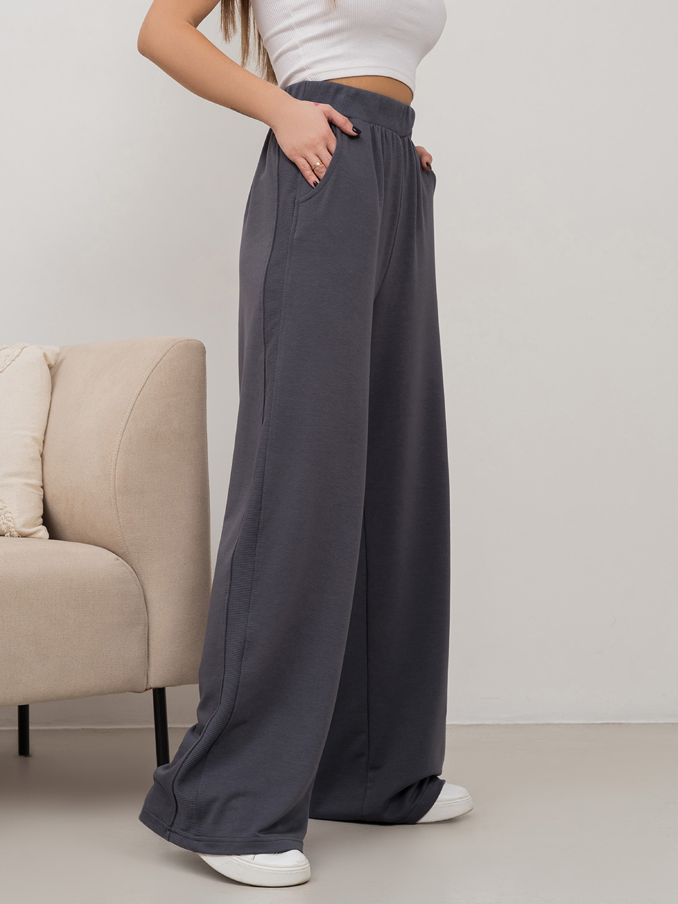 Брюки палаццо ISSA Plus модель 14303_темно_серый Фото