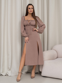 Платье миди ISSA Plus модель 14447_бежевый Фото