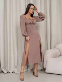 Платье миди ISSA Plus модель 14447_бежевый Фото