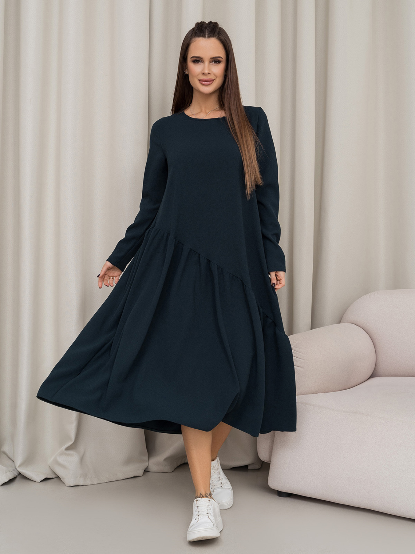 Сукня міді ISSA Plus модель 14454_зеленый Фото