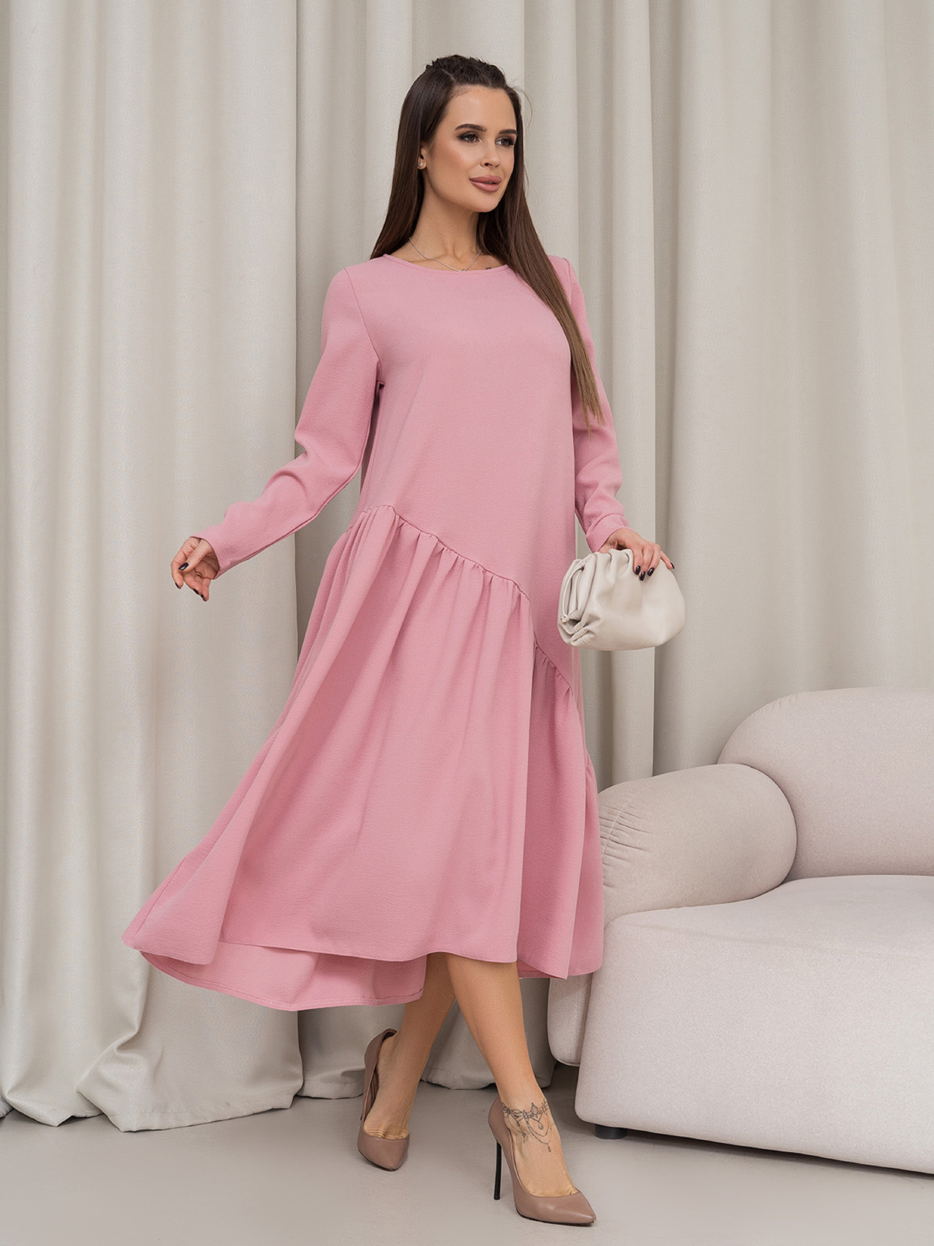 Сукня міді ISSA Plus модель 14454_розовый Фото