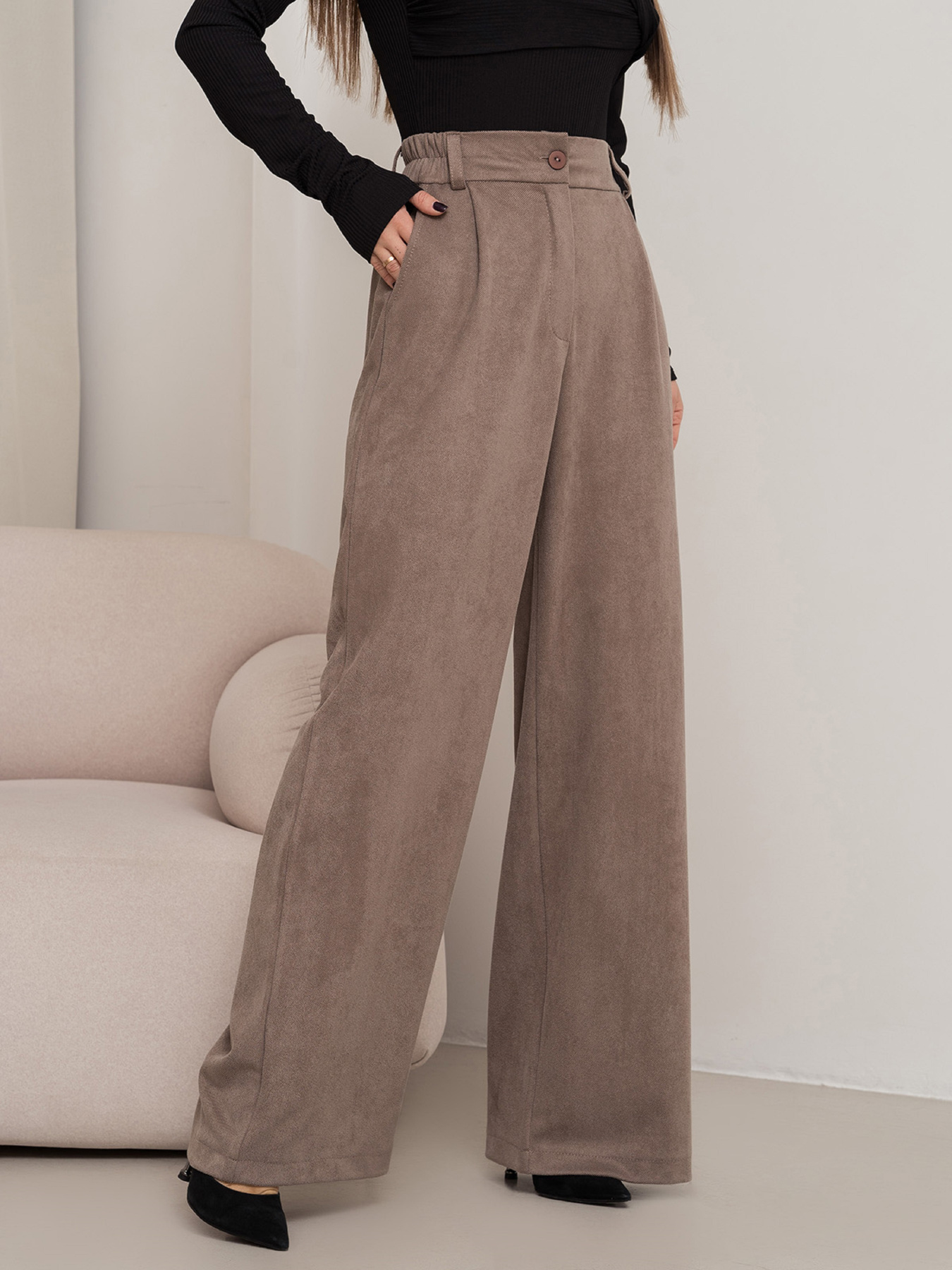 Брюки палаццо ISSA Plus модель 14450_коричневый Фото