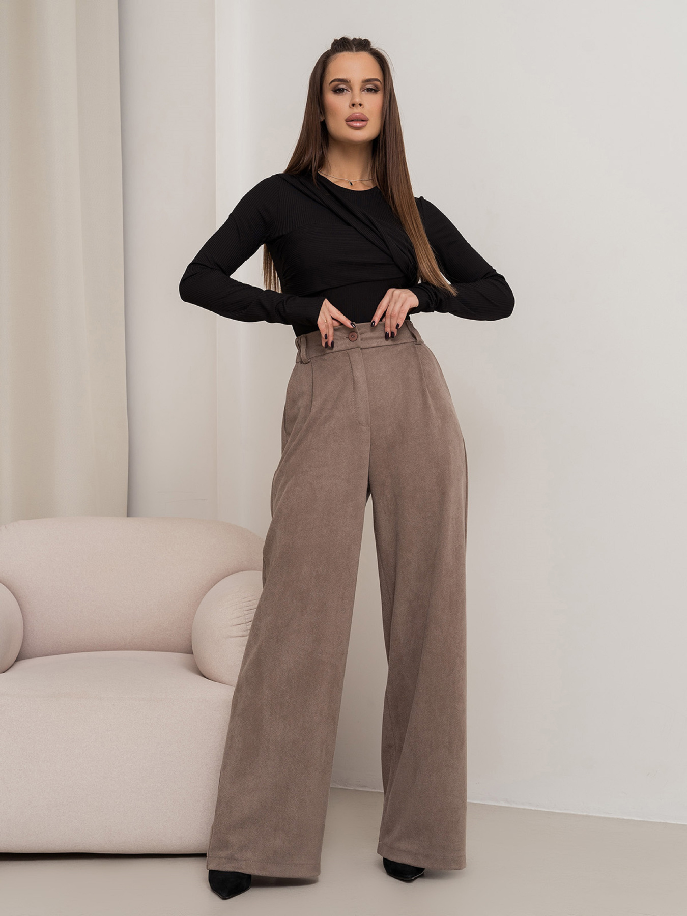 Палаццо ISSA Plus модель 14450_коричневый Палаццо ISSA Plus модель 14450_коричневый Фото