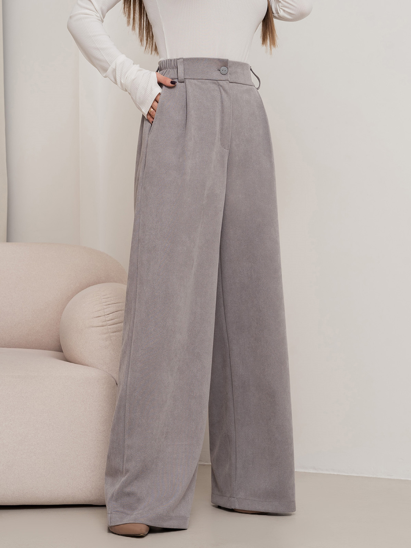 Палаццо ISSA Plus модель 14450_серый Палаццо ISSA Plus модель 14450_серый Фото