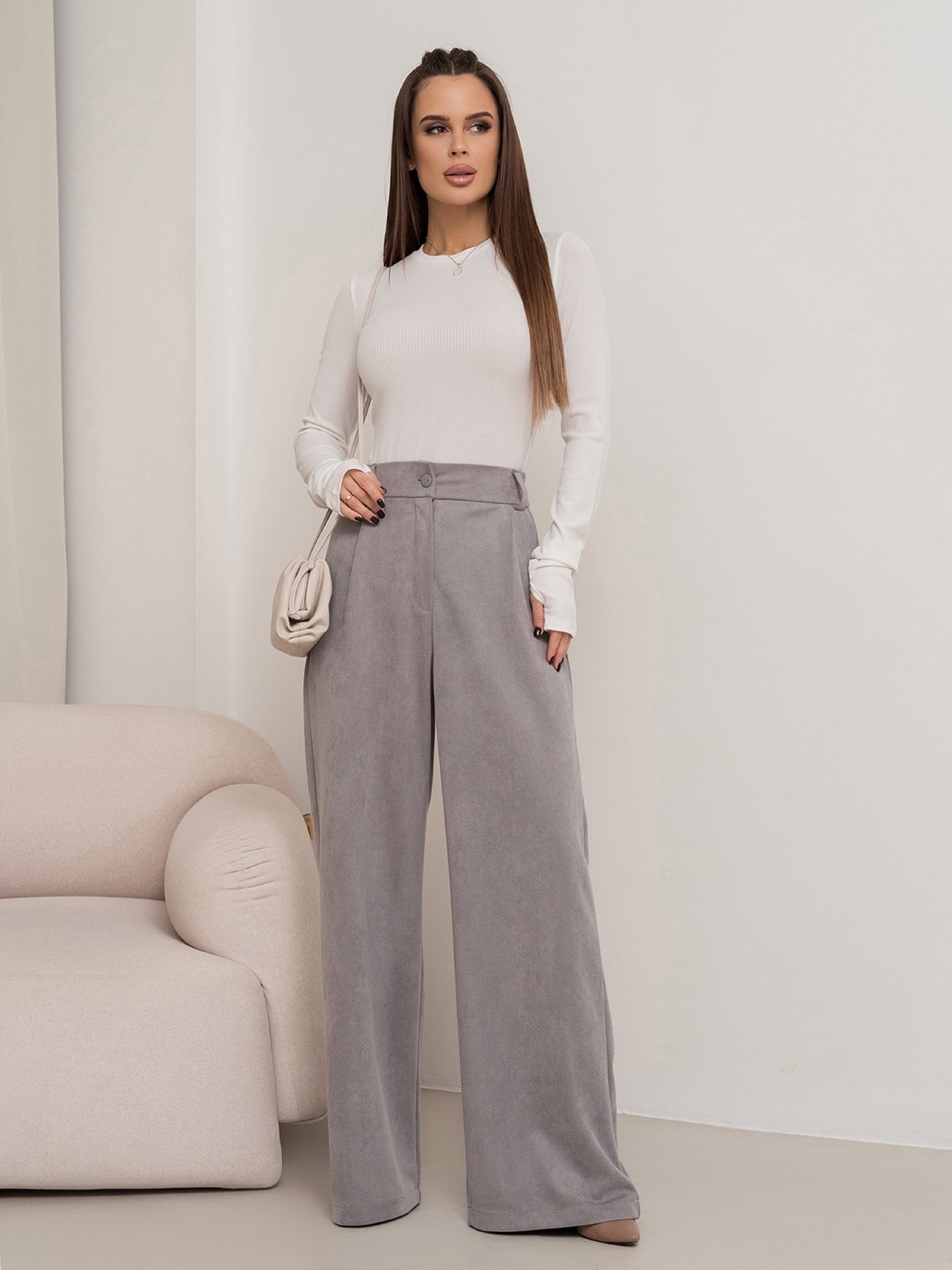 Палаццо ISSA Plus модель 14450_серый Палаццо ISSA Plus модель 14450_серый Фото