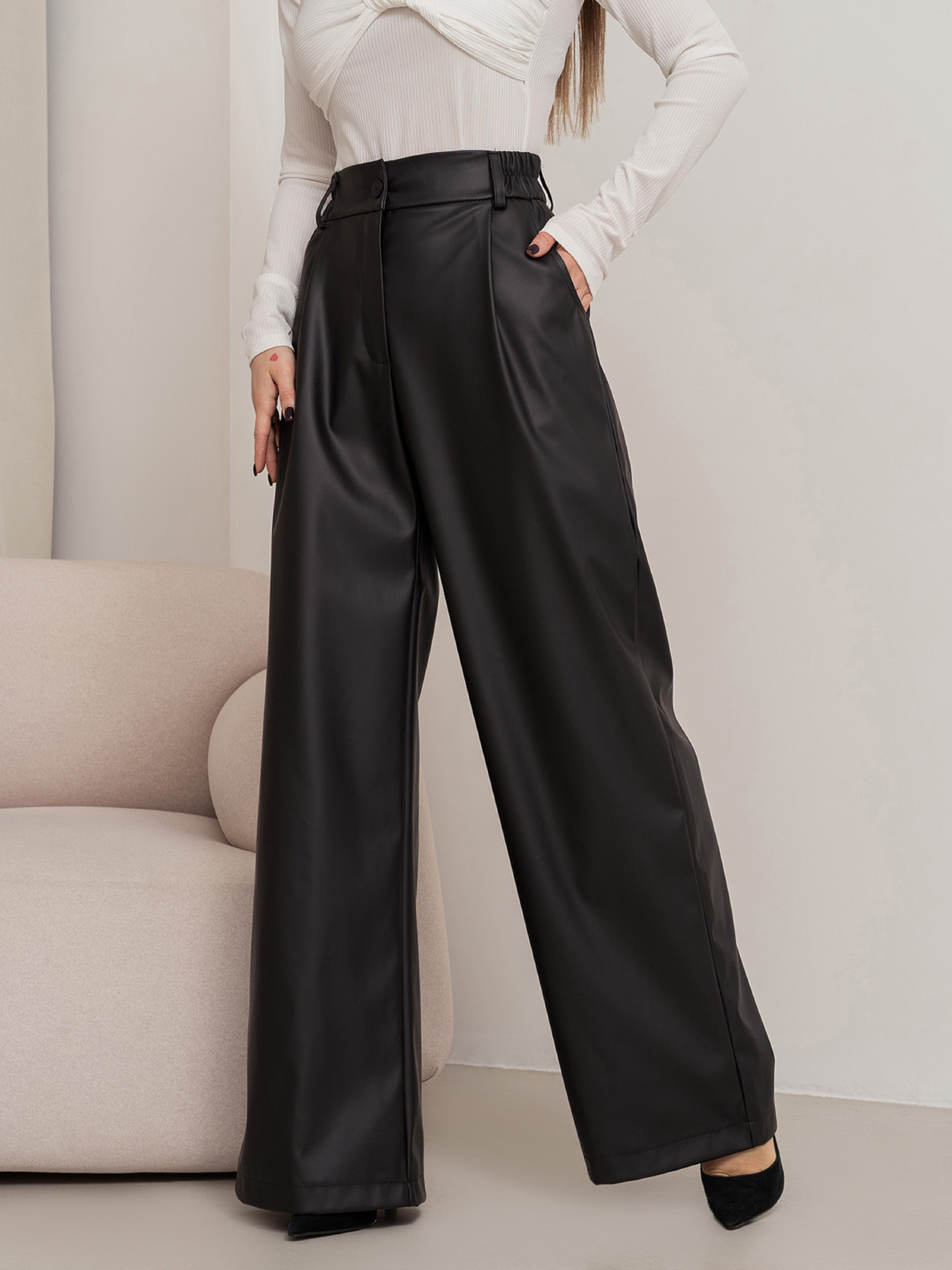 Штани палаццо ISSA Plus модель 14451_черный Фото