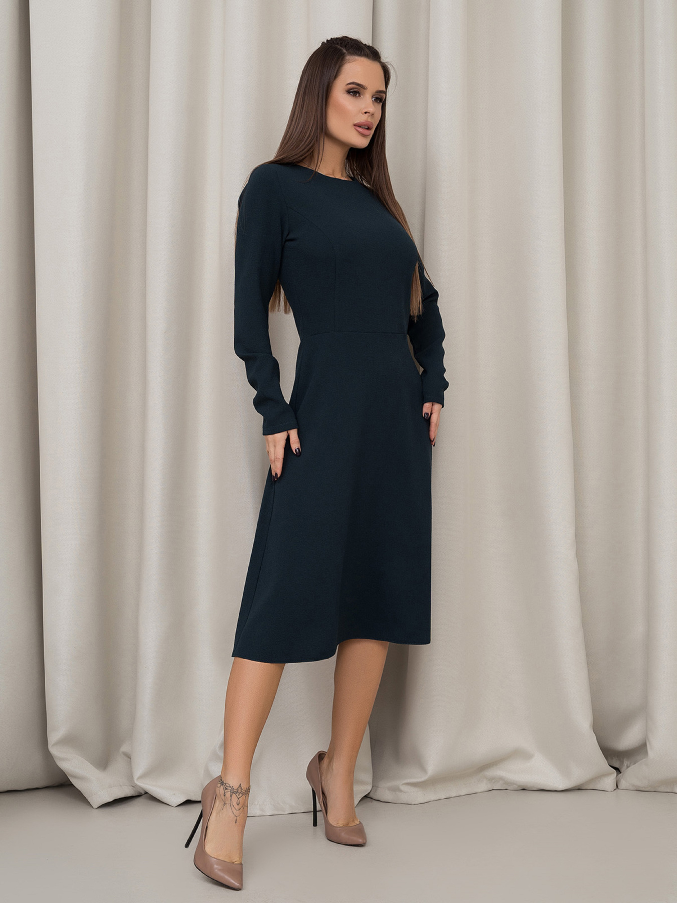 Платье миди ISSA Plus модель 14452_зеленый Платье миди ISSA Plus модель 14452_зеленый Фото