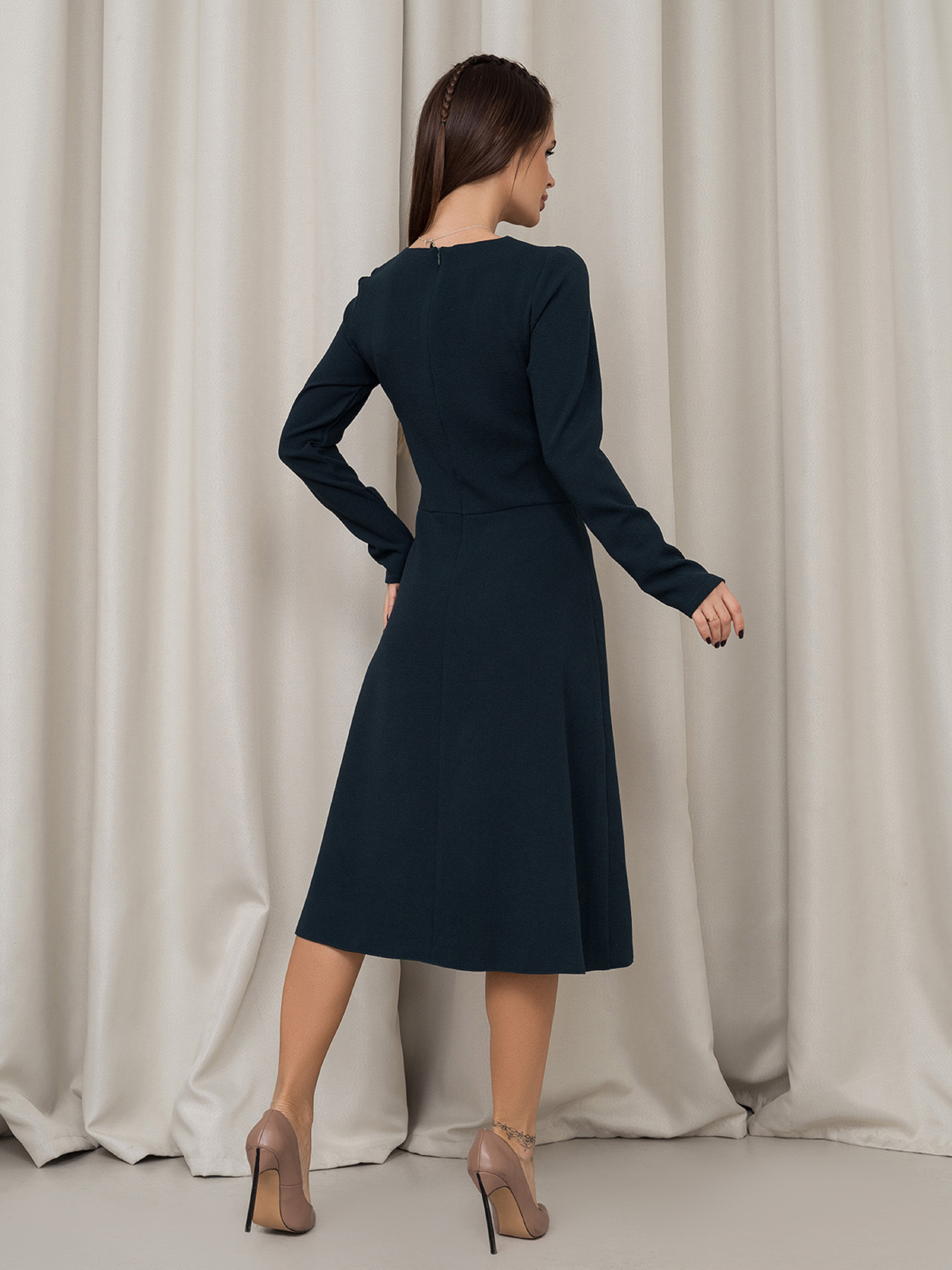 Платье миди ISSA Plus модель 14452_зеленый Платье миди ISSA Plus модель 14452_зеленый Фото