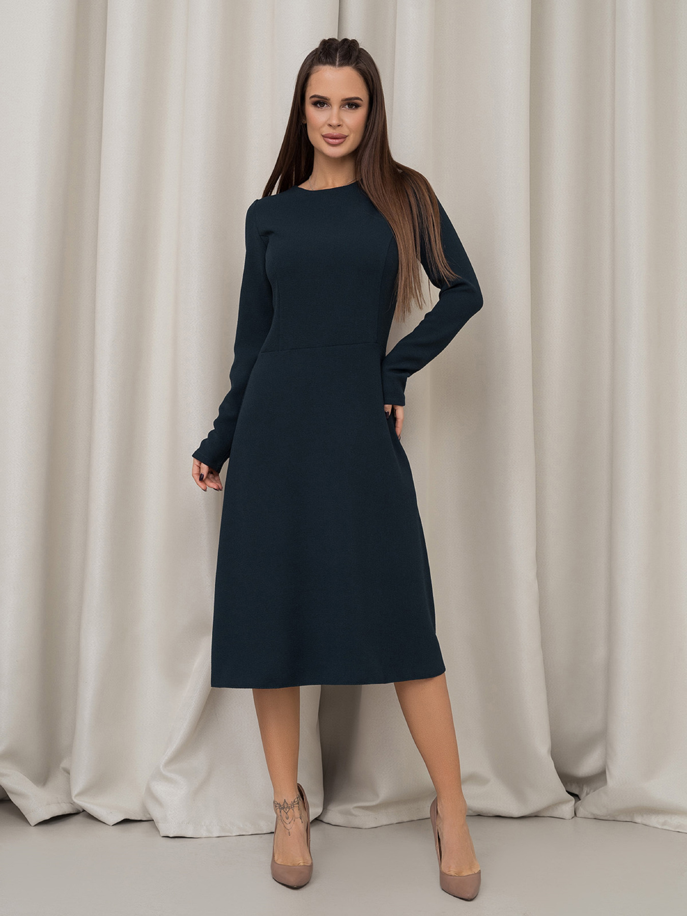 Платье миди ISSA Plus модель 14452_зеленый Платье миди ISSA Plus модель 14452_зеленый Фото