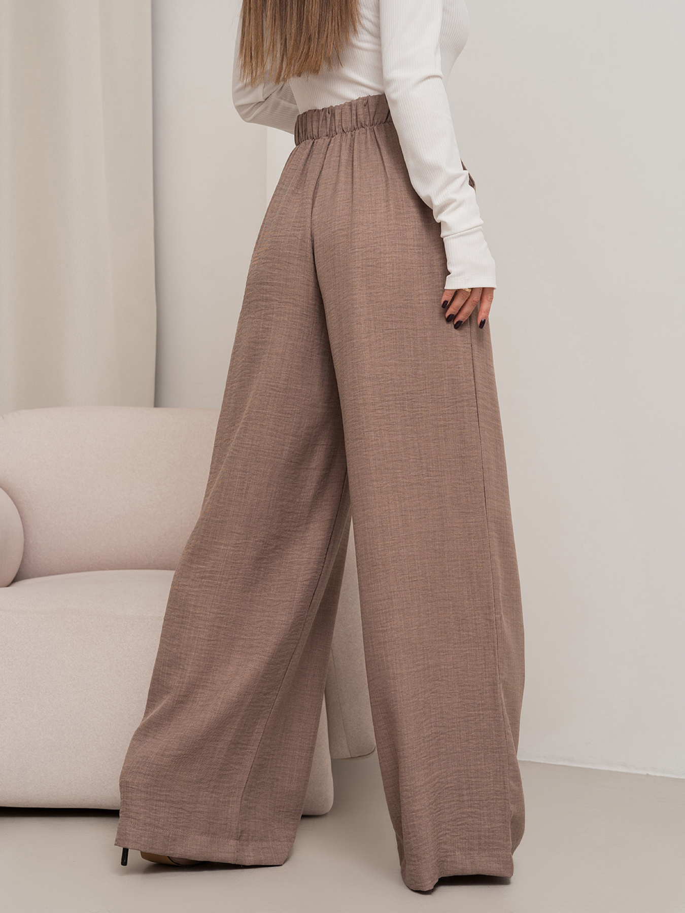 Брюки палаццо ISSA Plus модель 14455_коричневый Фото