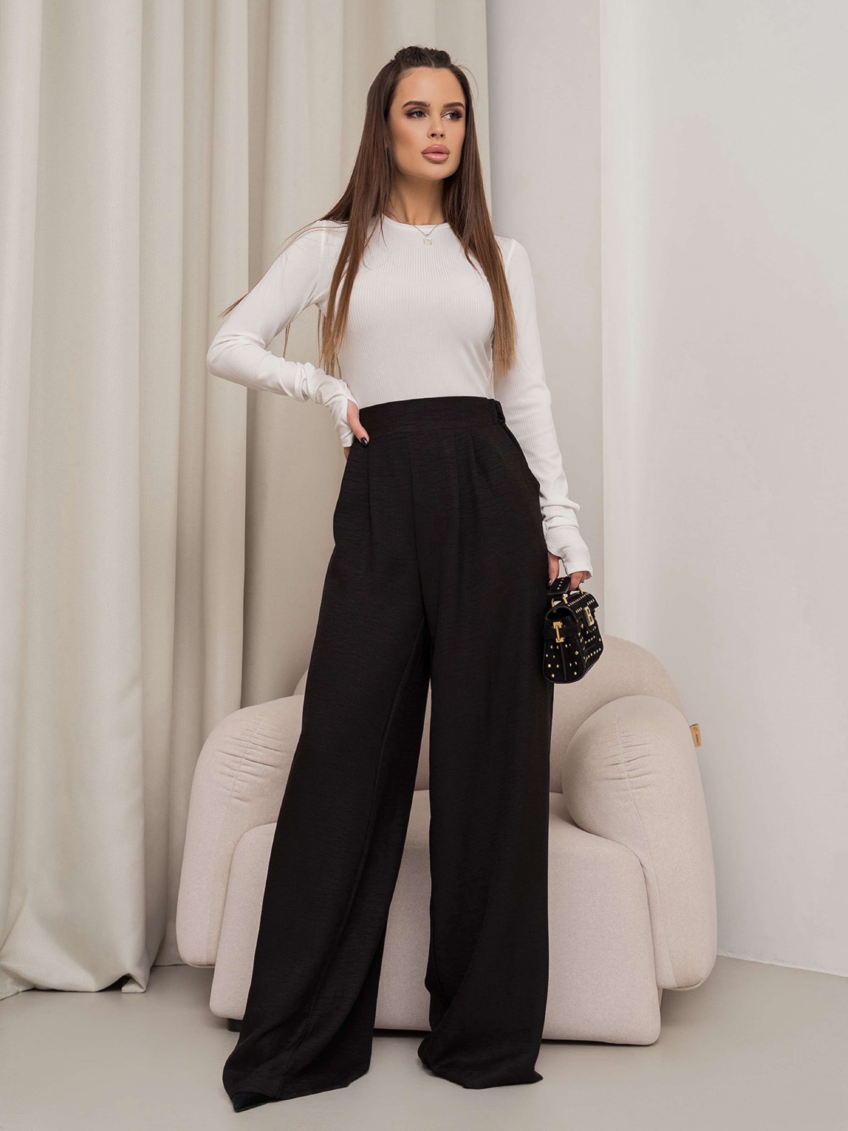Жіноче Палаццо ISSA Plus  (14455_black) колір чорний, матеріал льон/бавовна