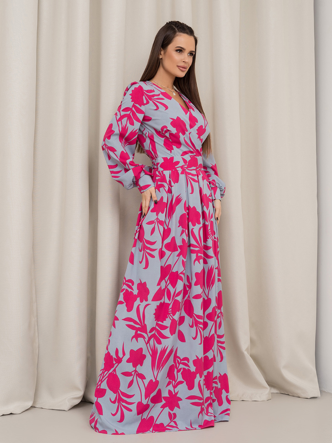 Платье макси ISSA Plus модель 14458_серый Платье макси ISSA Plus модель 14458_серый Фото