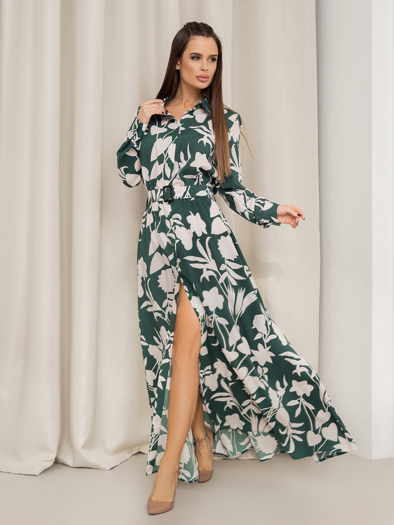 Платье макси ISSA Plus модель 14459_зеленый Фото