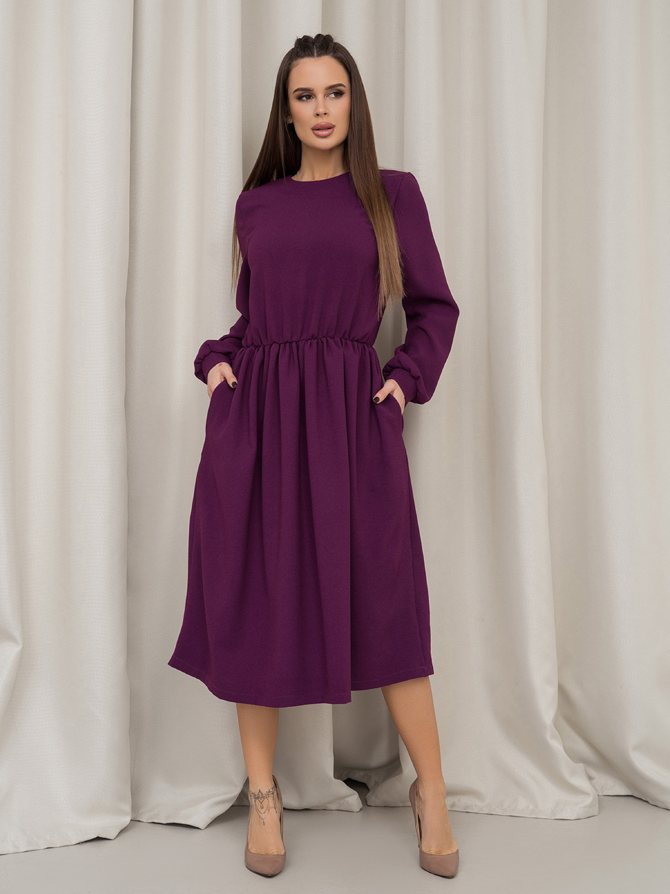 Сукня міді ISSA Plus модель 14463_фиолетовый Фото