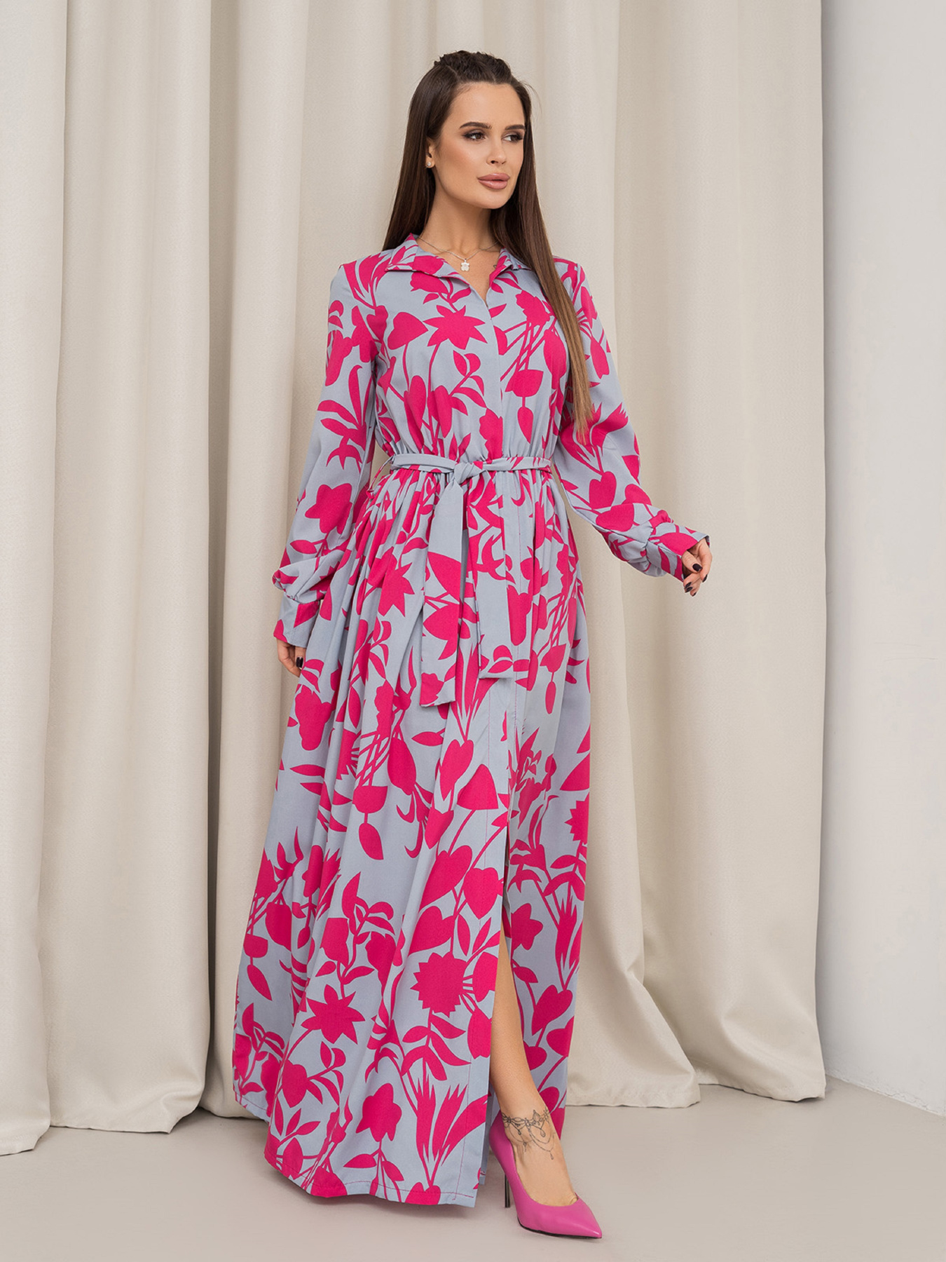 Платье макси ISSA Plus модель 14465_серый Фото