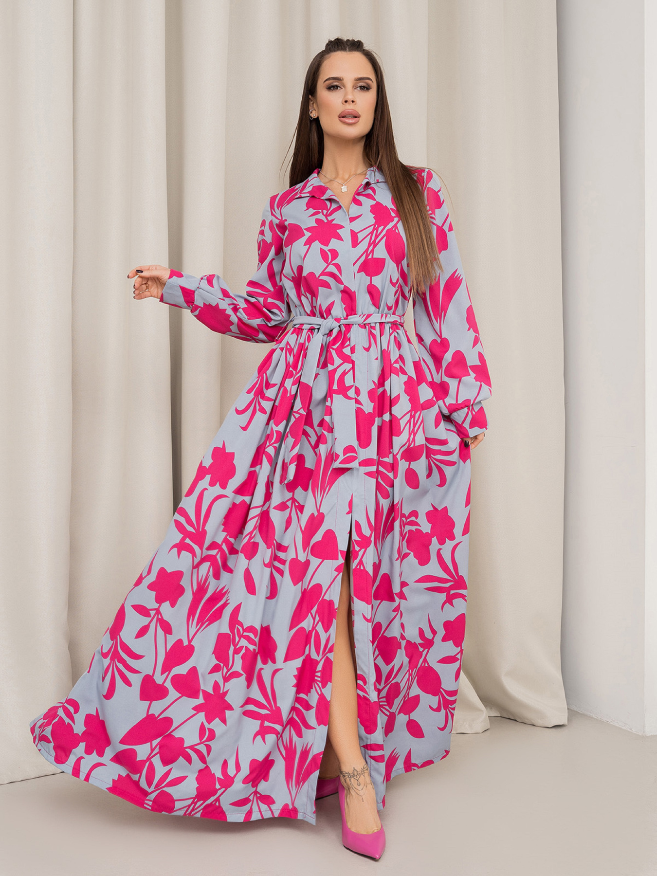 Платье макси ISSA Plus модель 14465_серый Платье макси ISSA Plus модель 14465_серый Фото