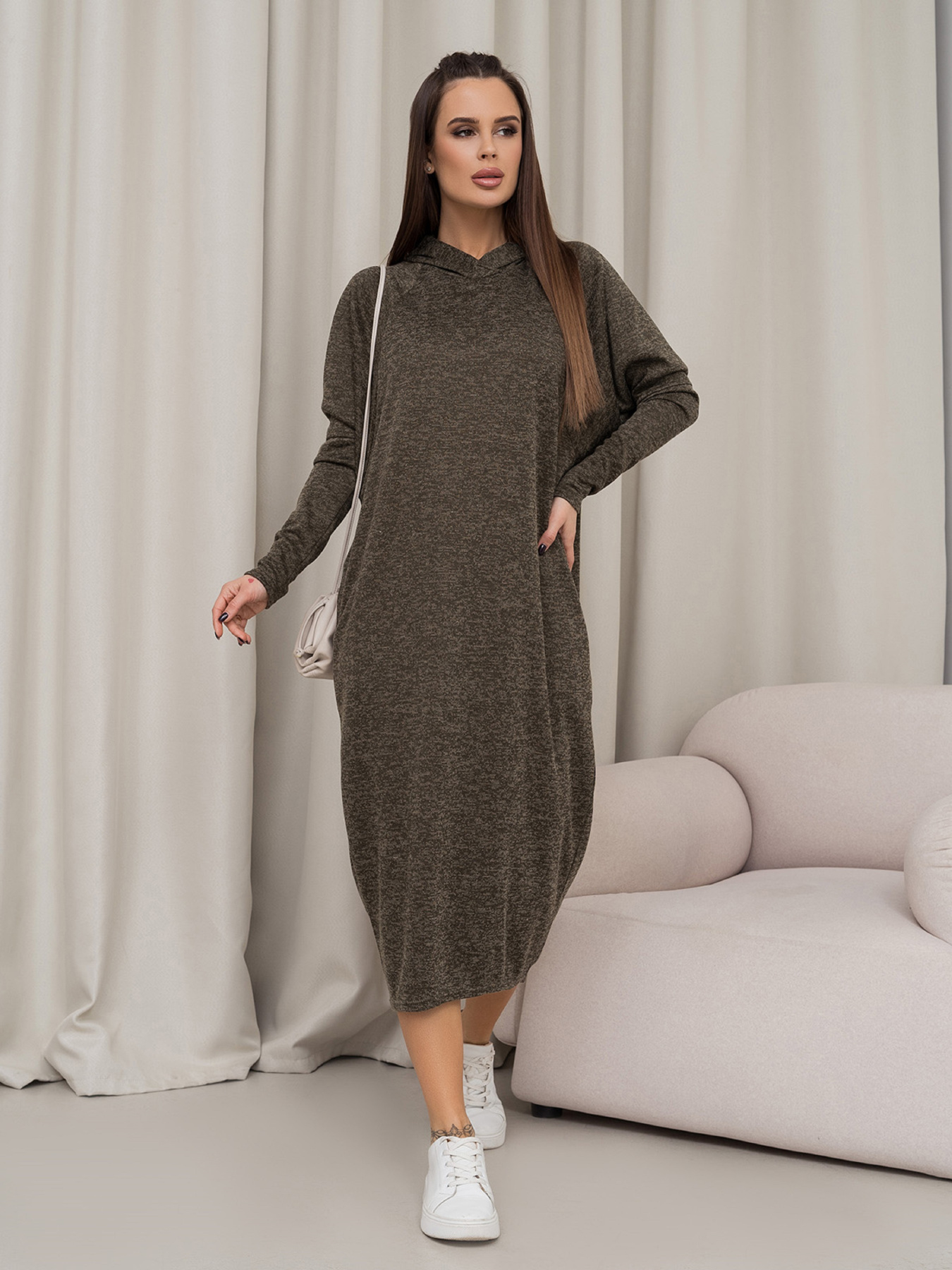 Платье миди ISSA Plus модель 14466_хаки Фото