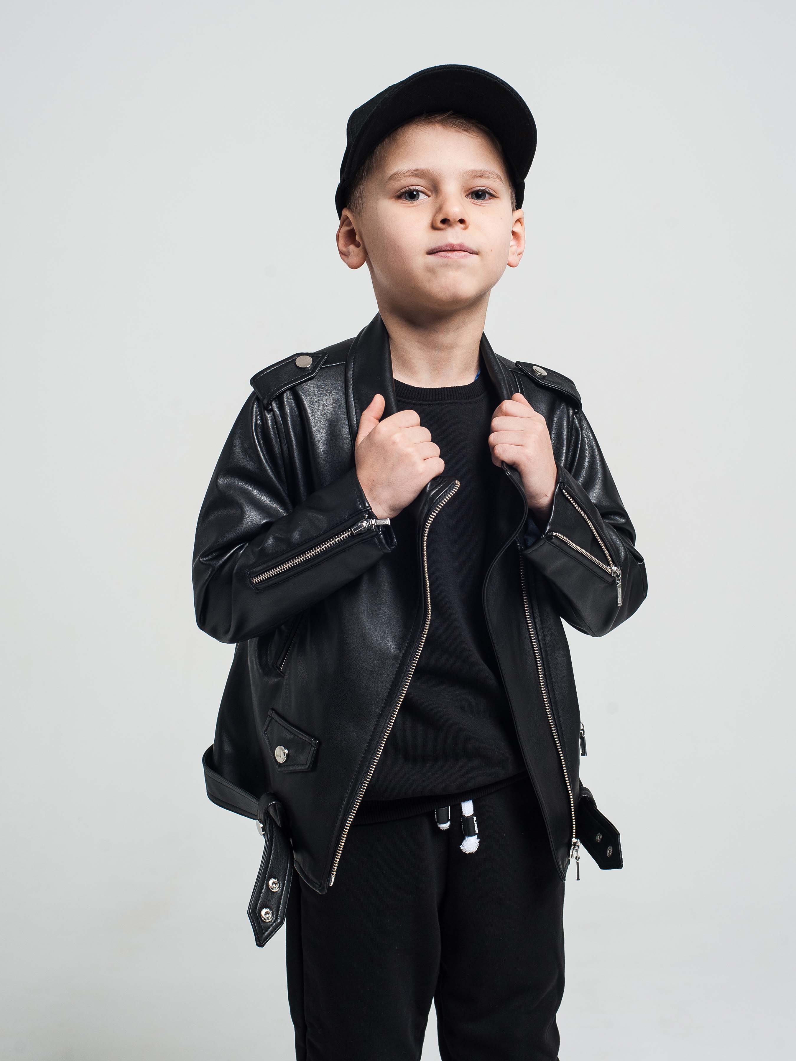 Дитяча Шкіряна куртка Alnest  (mp356047) колір чорний, матеріал штучна шкіра