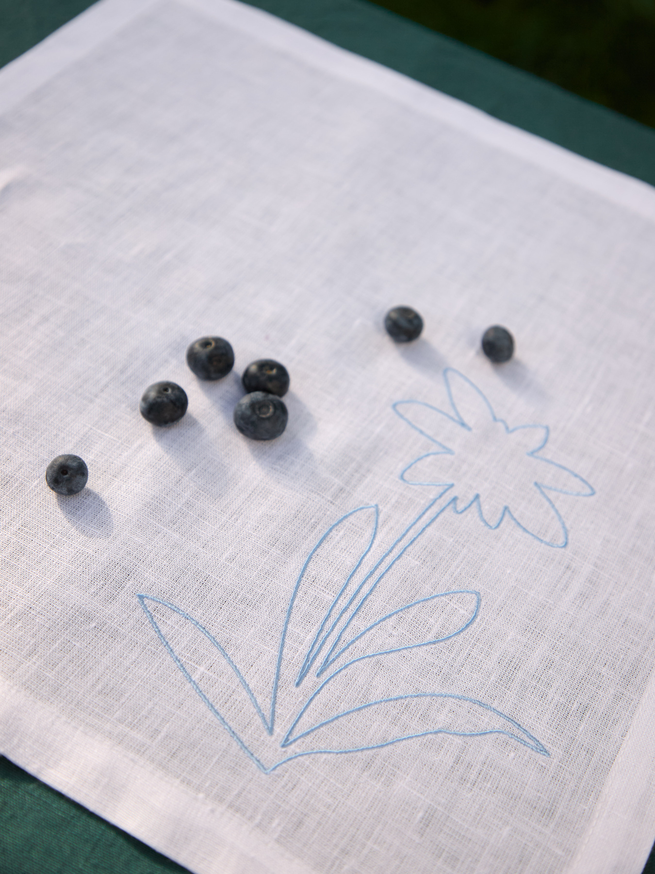 Набір з 2-х столових серветок з льону з машинною вишивкою "Білотка альпійська" GNIZDO Модель LTNMEAWFUC-002 Фото