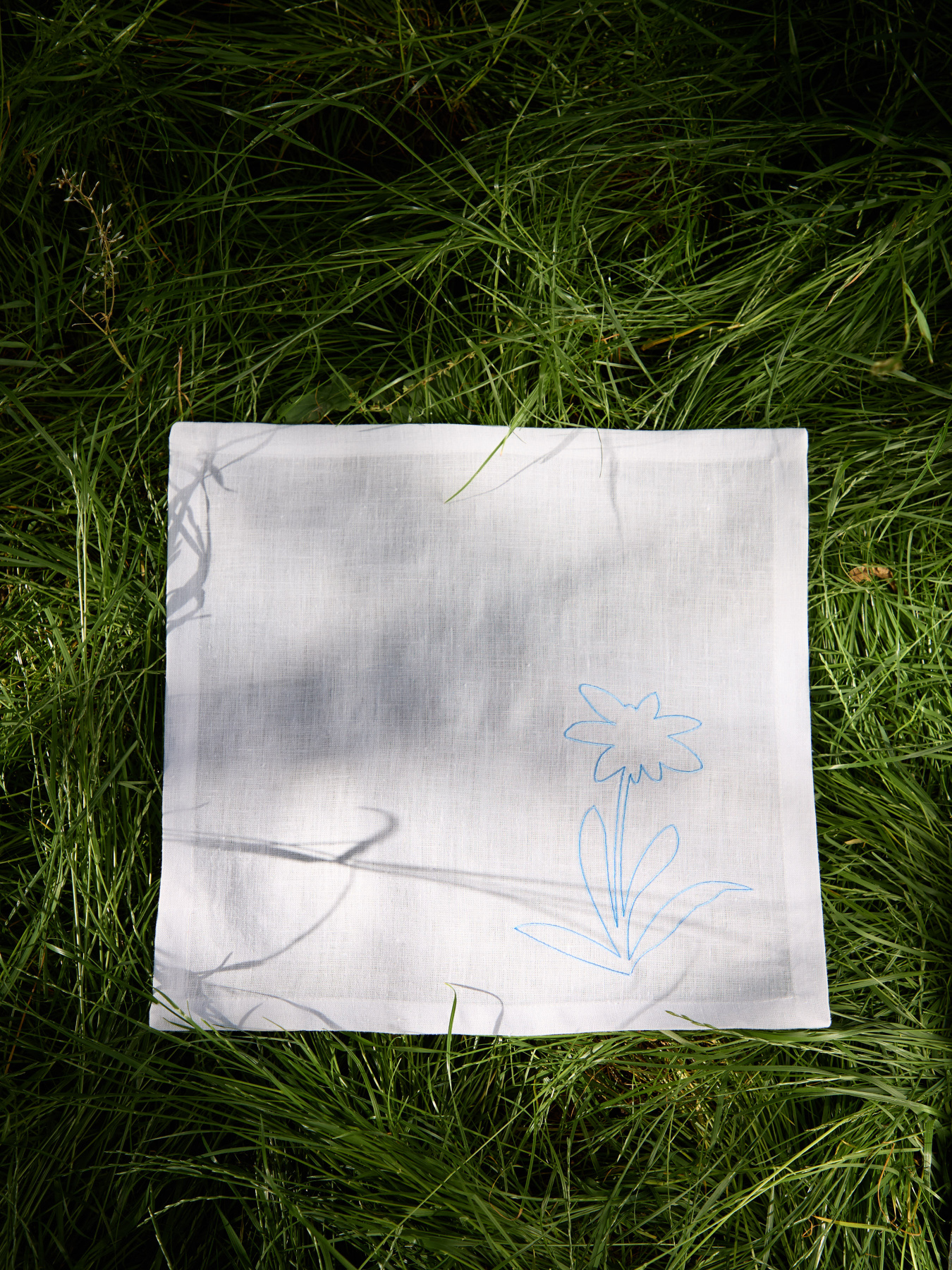 Набір з 2-х столових серветок з льону з машинною вишивкою "Білотка альпійська" GNIZDO Модель LTNMEAWFUC-002 Фото