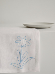 Набір з 2-х столових серветок з льону з машинною вишивкою "Білотка альпійська" GNIZDO Модель LTNMEAWFUC-002 Фото