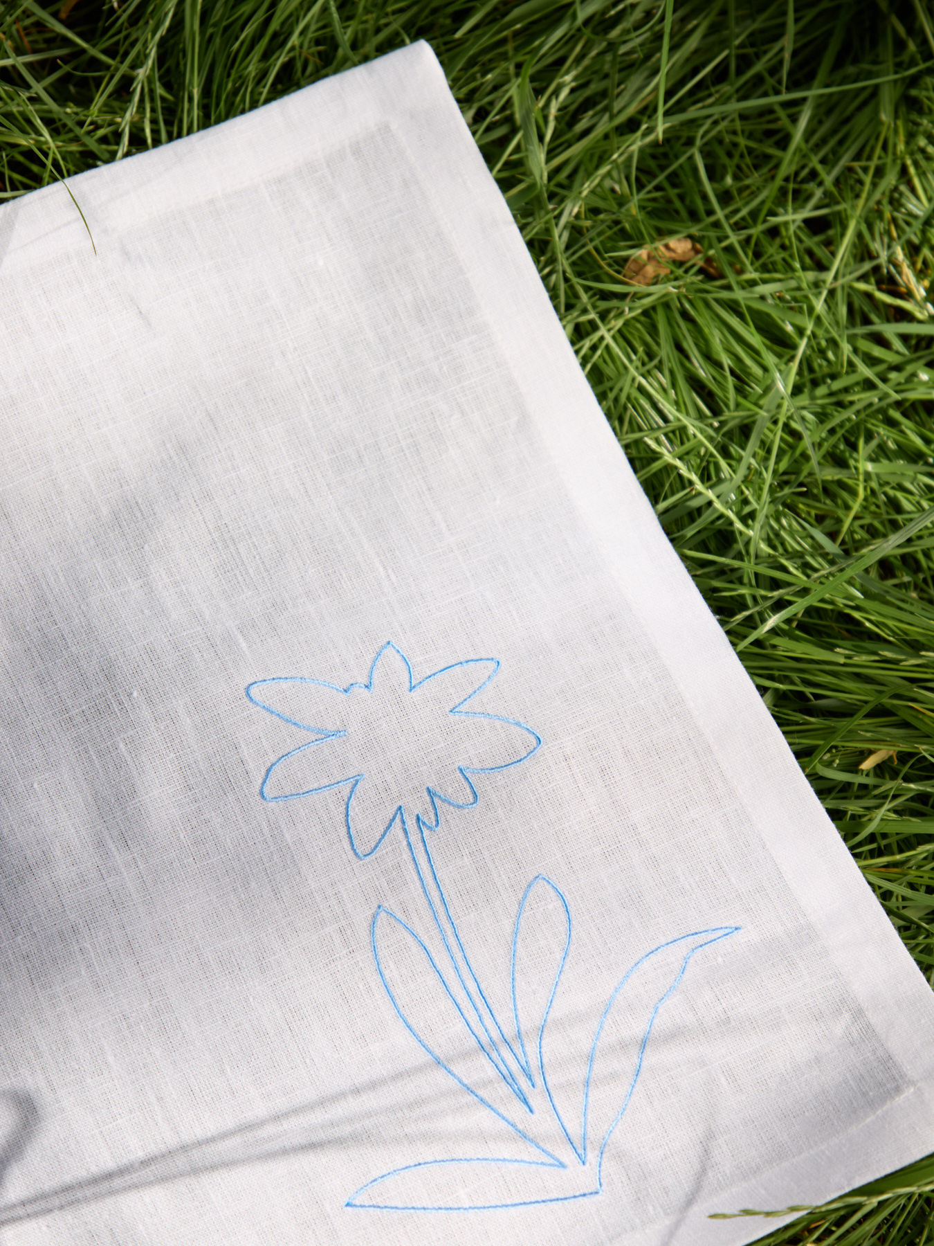 Набір з 2-х столових серветок з льону з машинною вишивкою "Білотка альпійська" GNIZDO модель LTNMEAWFUC-002 Набір з 2-х столових серветок з льону з машинною вишивкою "Білотка альпійська" GNIZDO модель LTNMEAWFUC-002 Фото